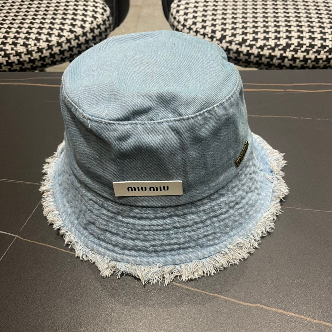 Miu Miu Denim Logo Bucket Hat 196114