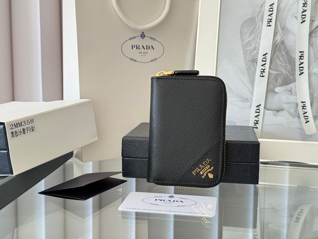 Prada 2026 Wallet 10cm Calfskin With Meta Logo