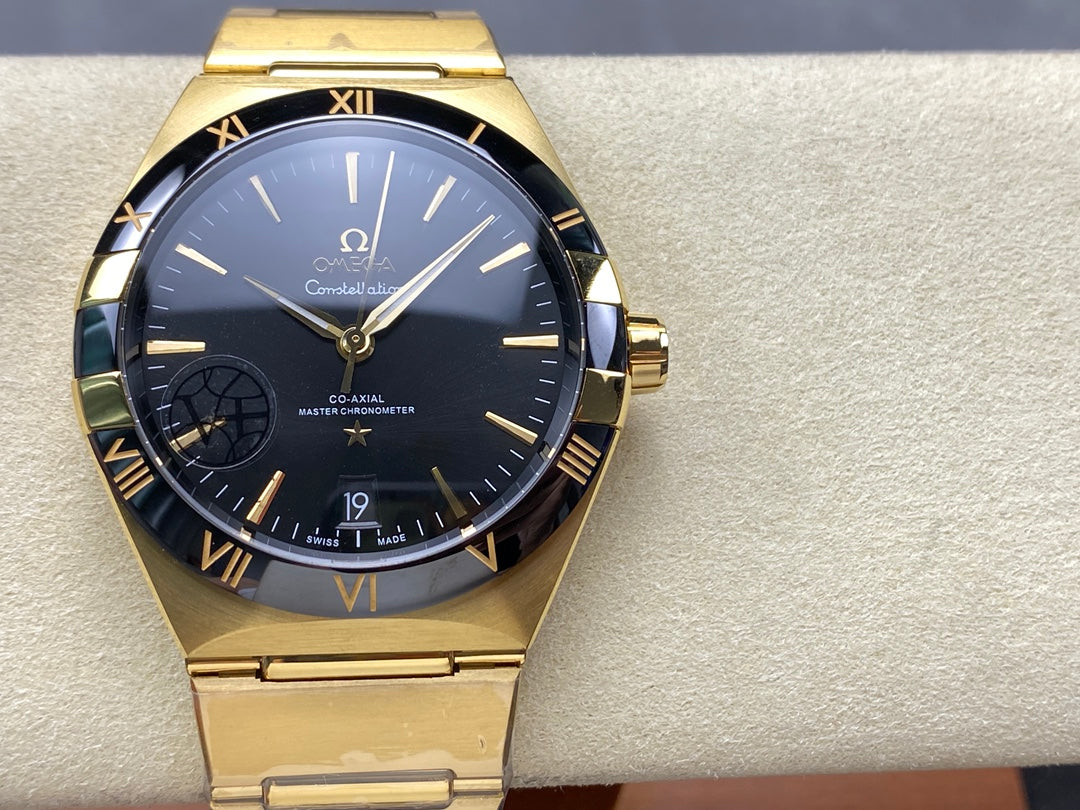 Omega Constellation Co-Axial Master Chronometer 41 mm Gold Strap Black Dial