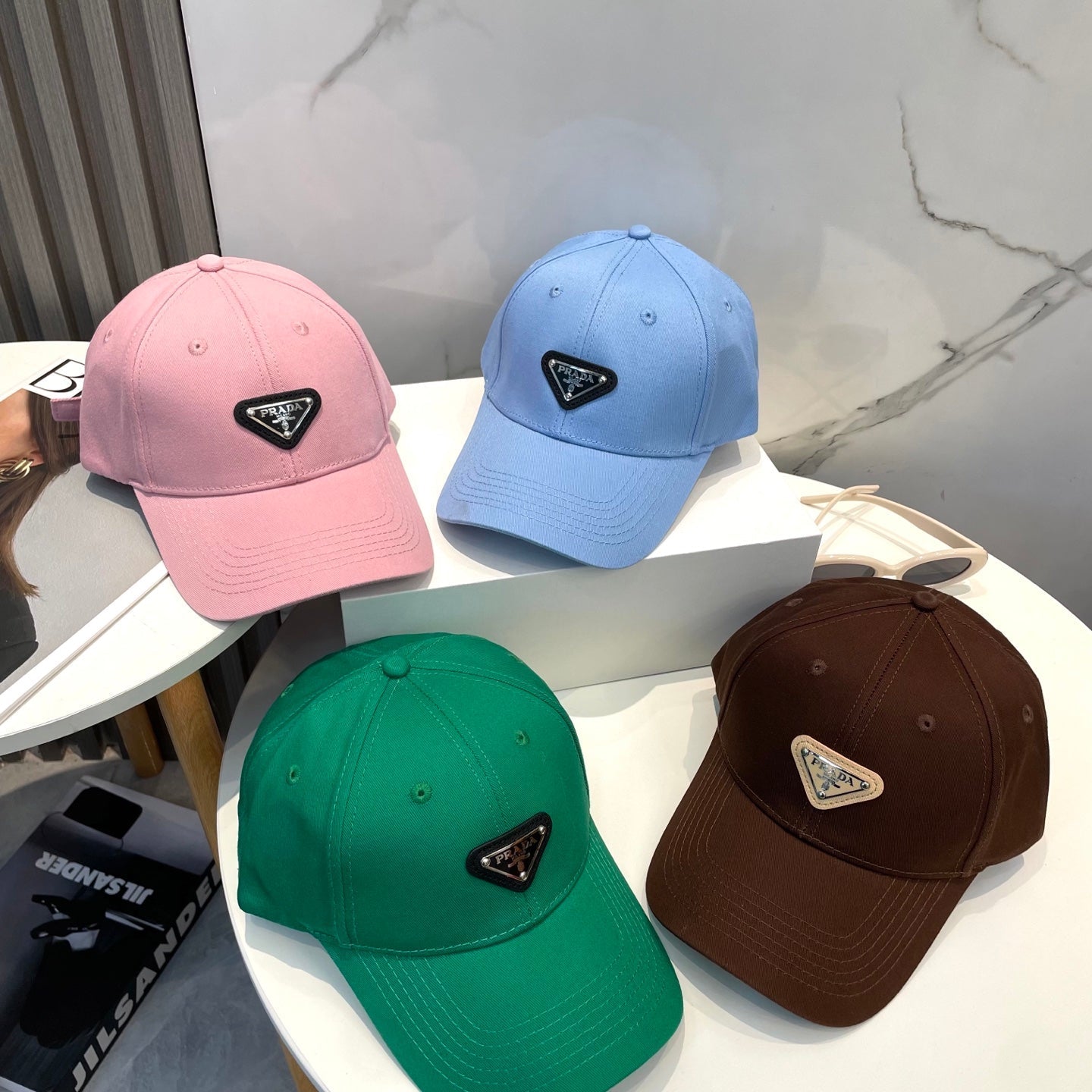 Prada Baseball Cap Brown Green Blue Pink Cotton 229261