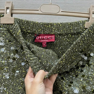 Gucci Knitted Skirt Green Gray Wool