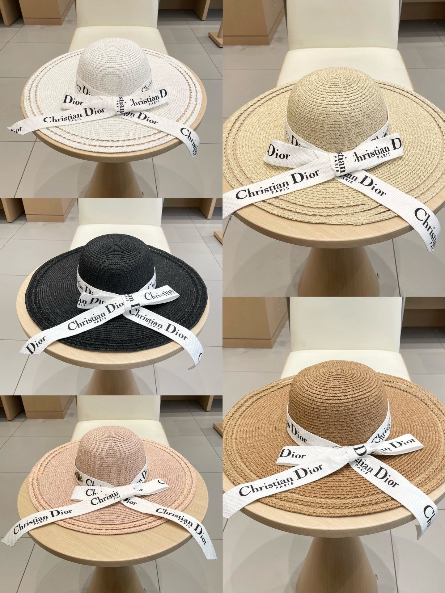 Dior Wide-brimmed Hat With Logo Ribbon 547025