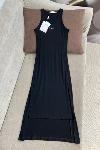 CD 25 Embroidered Threaded Vest Dress Black White Cotton