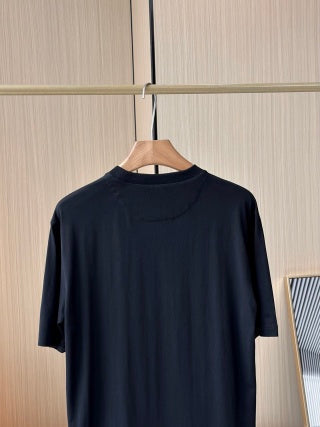Prada Short Sleeves with Pocket Triangle Logo T-shirt Black Cotton