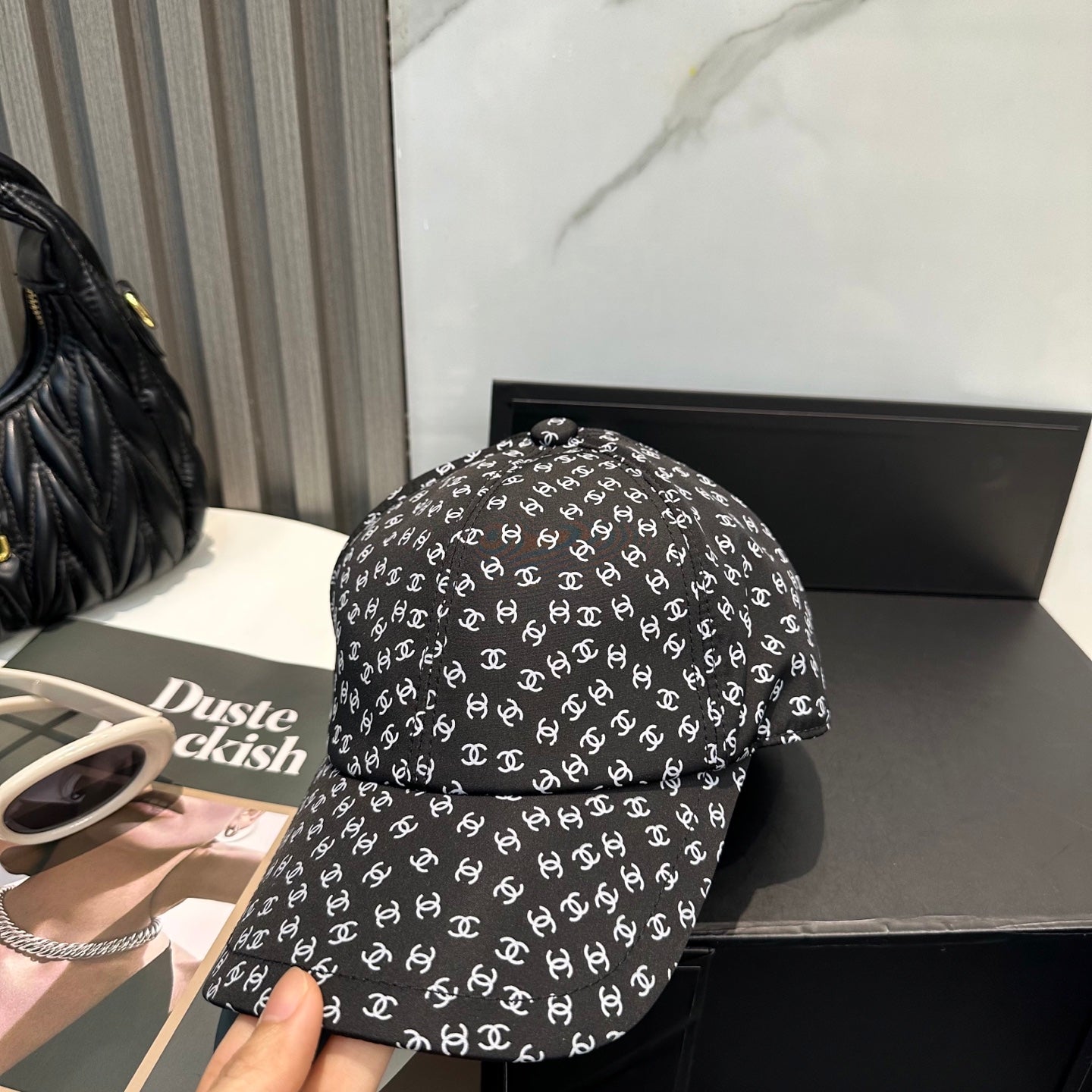 Chanel Baseball Cap With CC Logo Pattern Cotton 237376