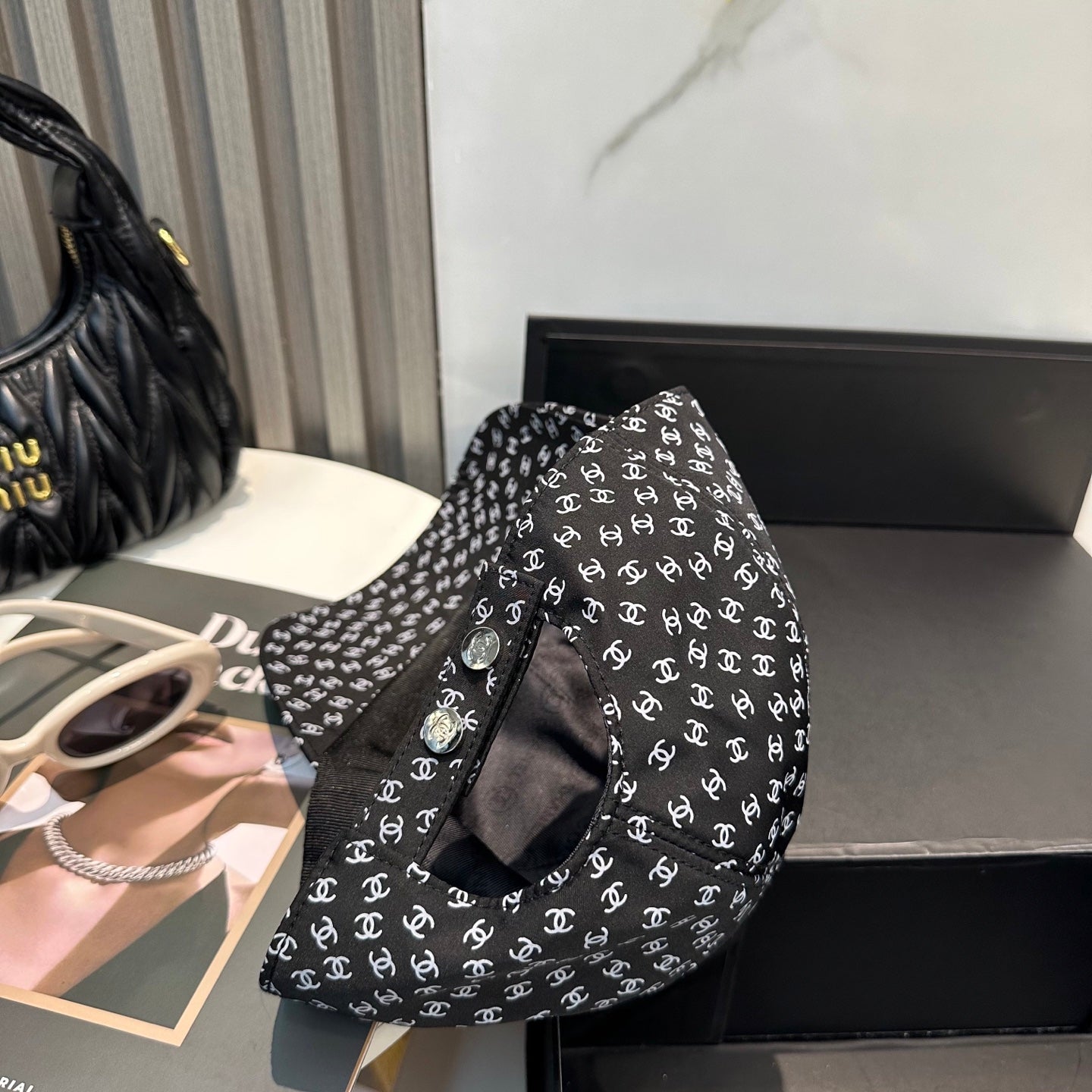 Chanel Baseball Cap With CC Logo Pattern Cotton 237376