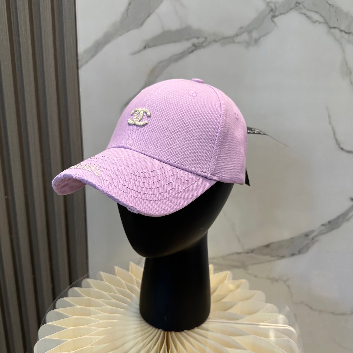 Chanel Embroidered Logo Baseball Cap Multicolor Cotton 237390