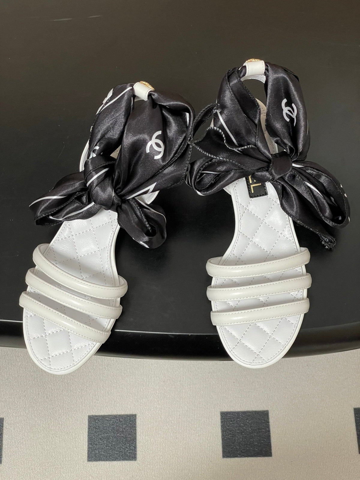 CC 26 Quilted Sandal 30mm With Scarf Sheepskin