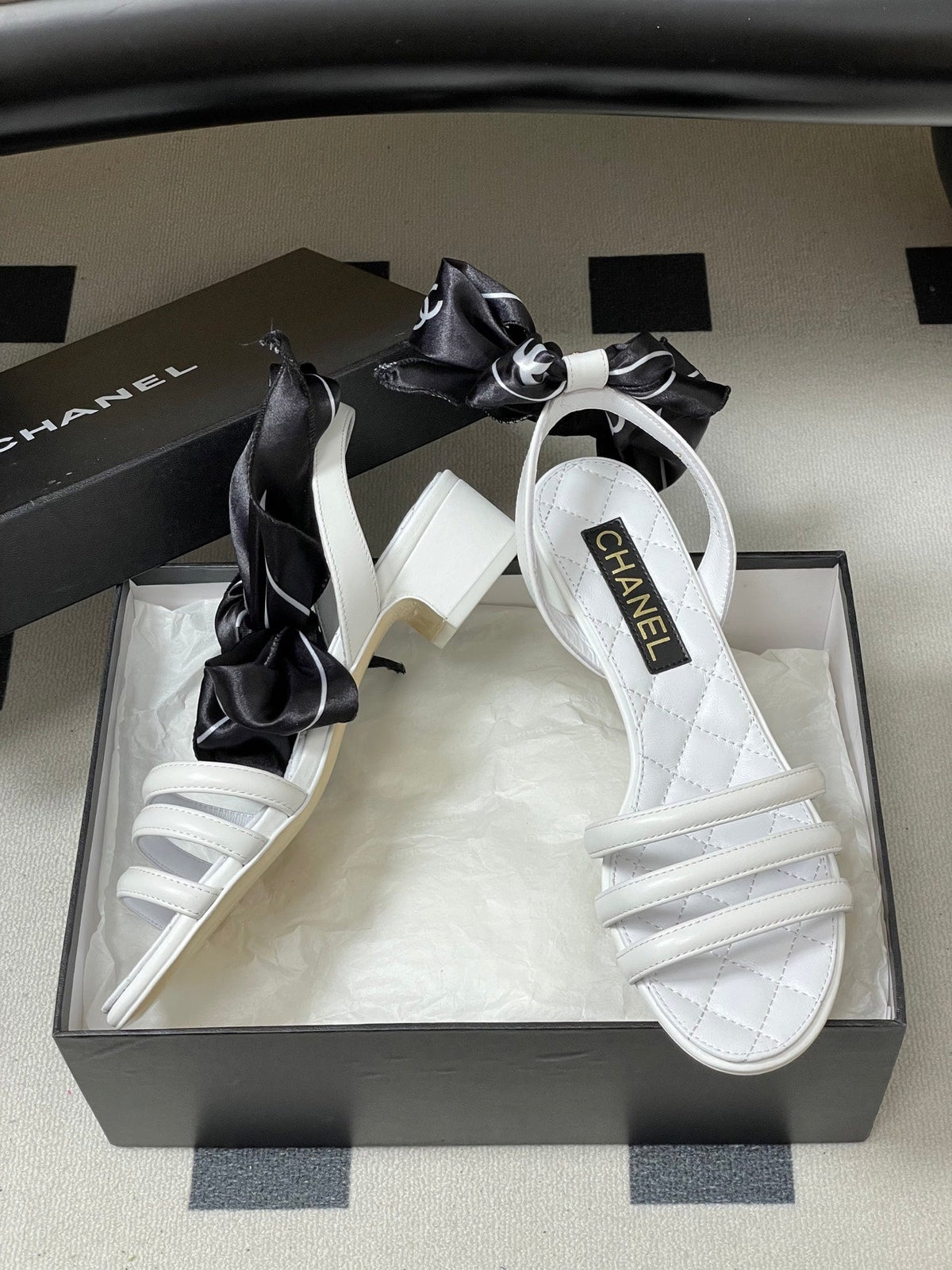 CC 26 Quilted Sandal 30mm With Scarf Sheepskin