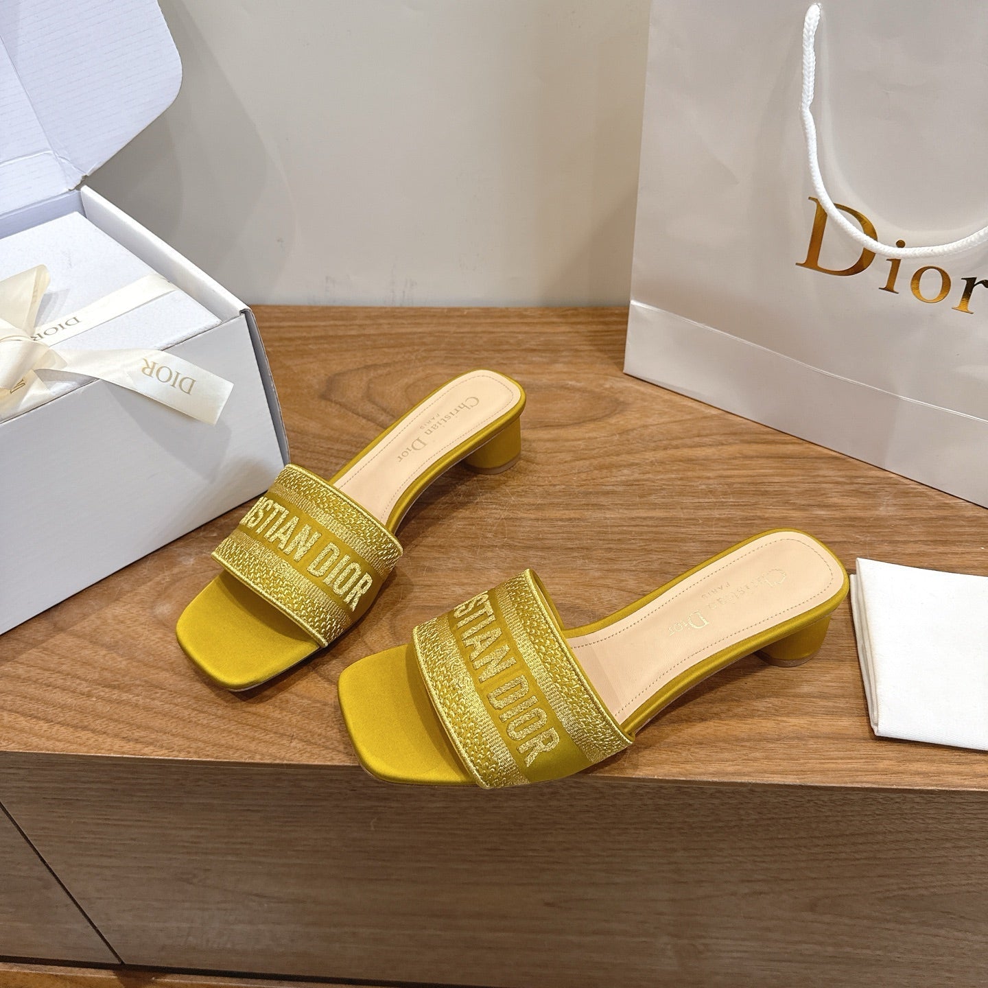 Dior 2026 Dway Heeled Slide Sandals 35mm Fabric Leather 911190