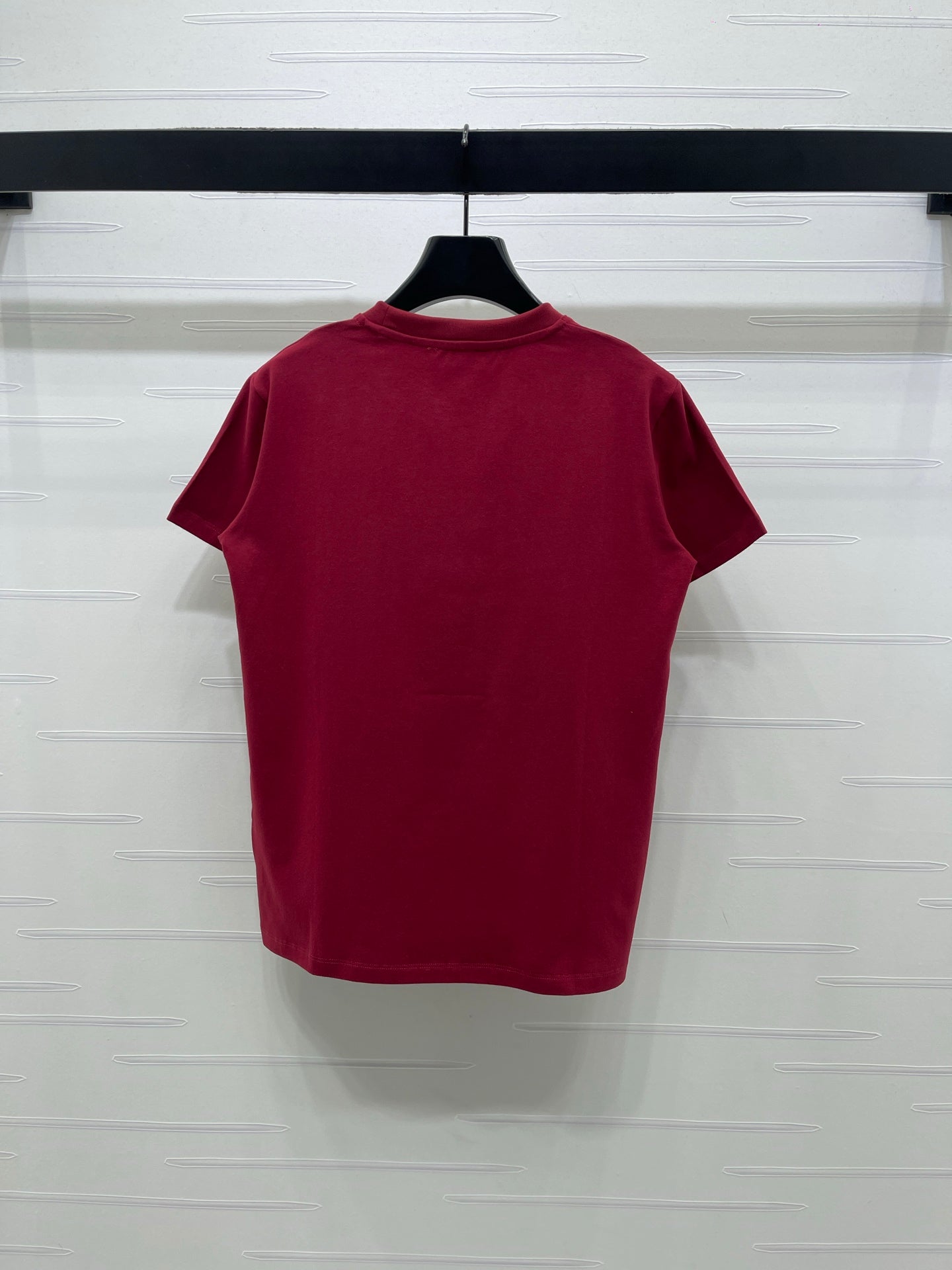 Miumiu 2026 Letter Crew Neck Short-sleeved T-shirt Red and White Cotton
