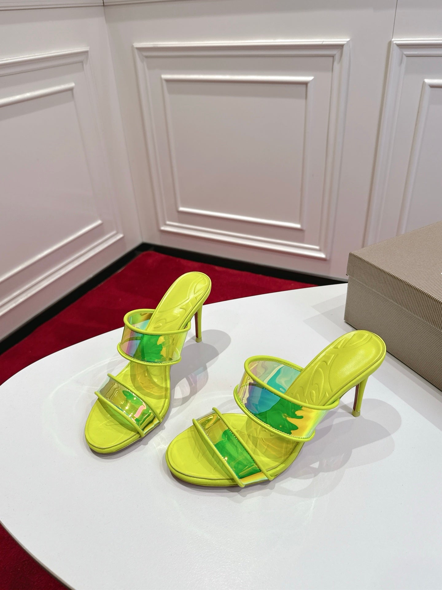 Christian Louboutin 2026 Just Loubi 100mm Mules PVC Lambskin 780411
