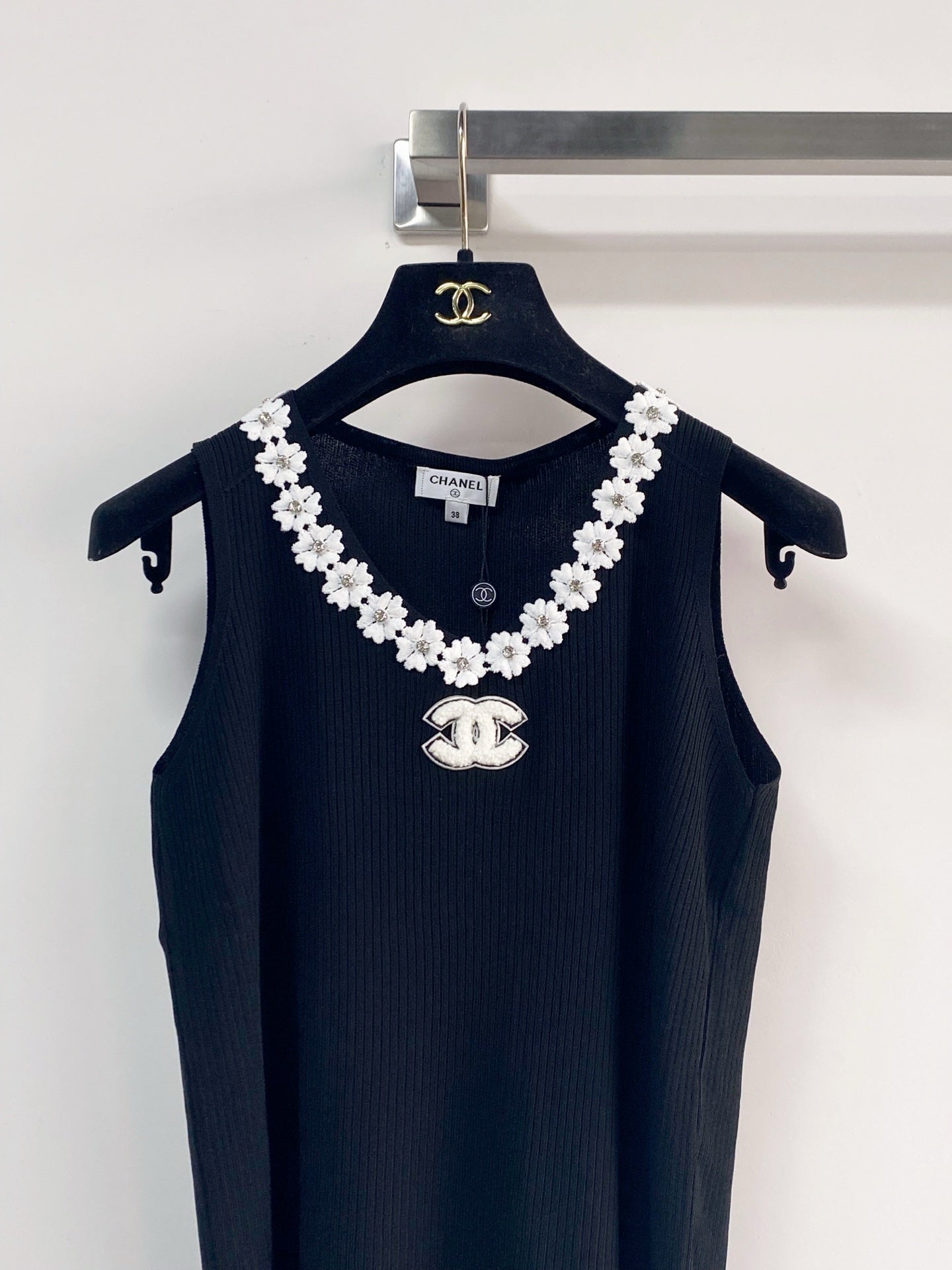 Chanel 2026  Flower Shirt White and Black Polyester Viscose