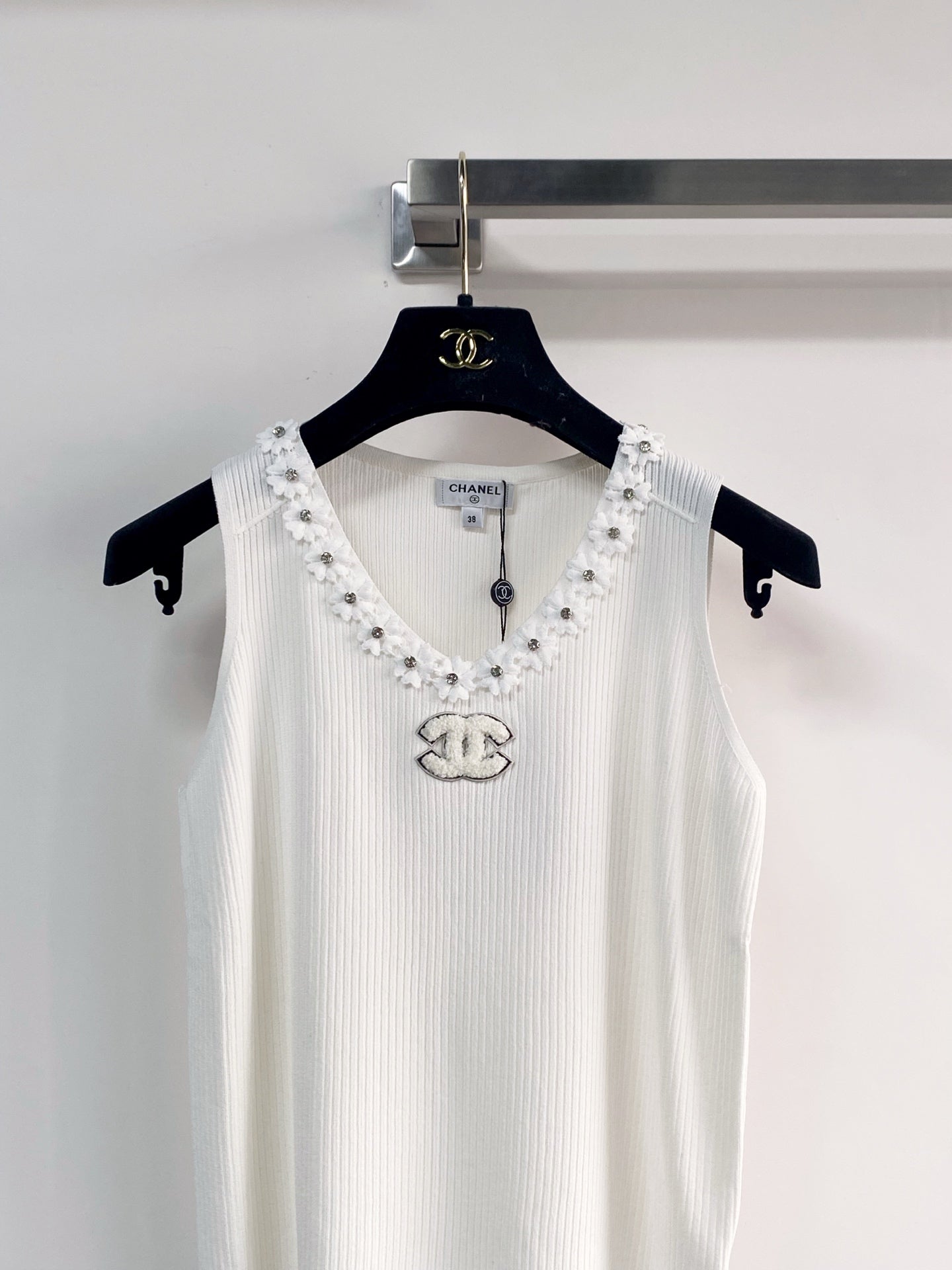 Chanel 2026  Flower Shirt White and Black Polyester Viscose