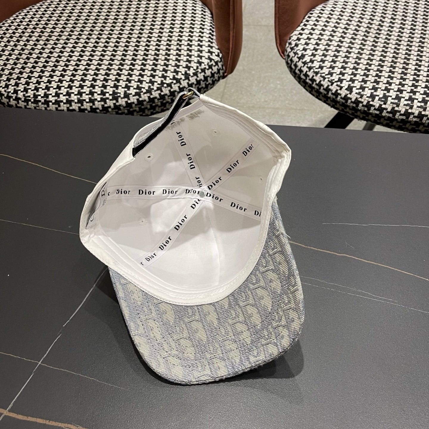 Dior Embroidered Baseball Cap Gray Black Cotton 219158