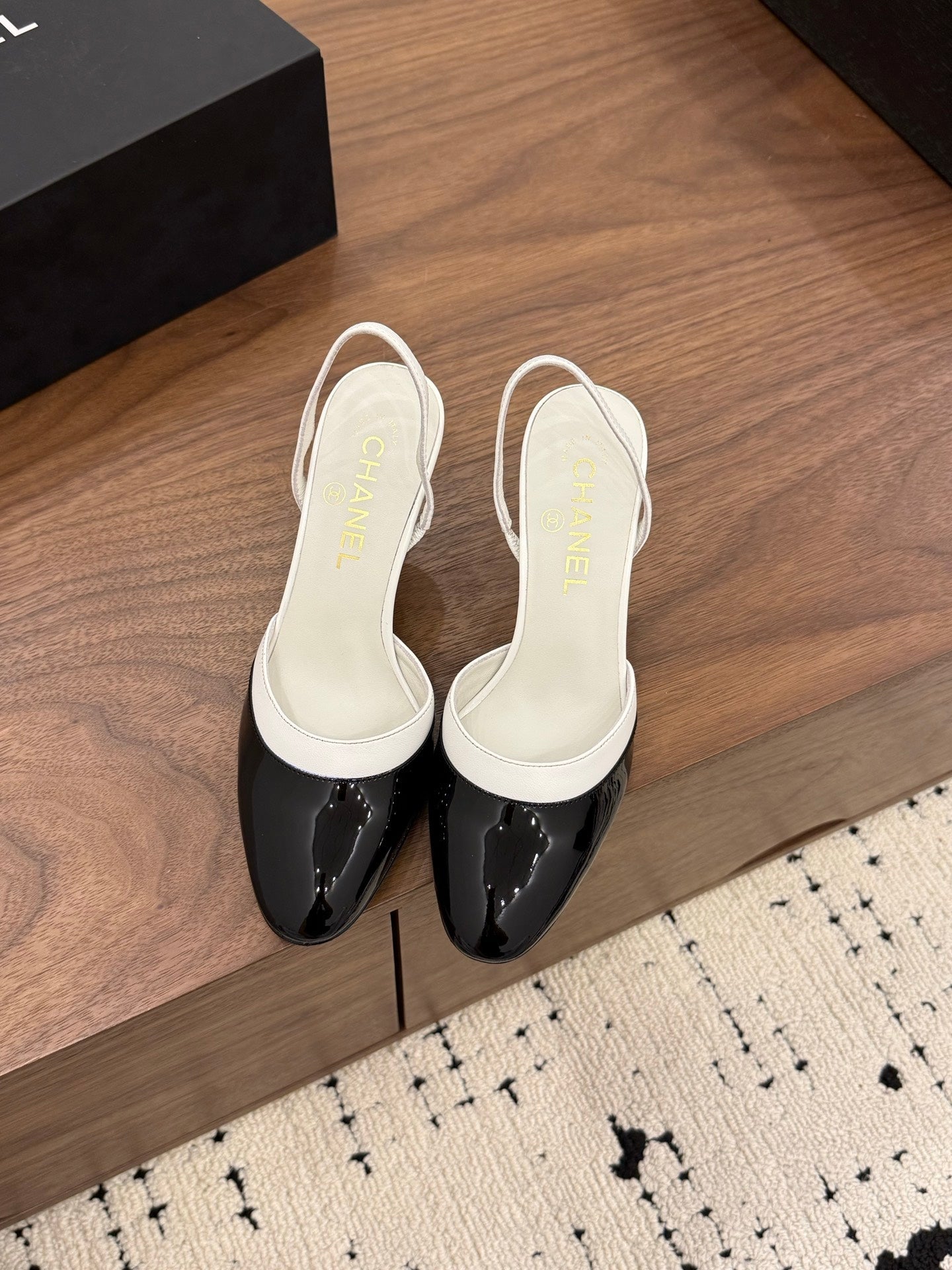 Chanel 2026 Slingback Patent Leather with Sheepskin 696136