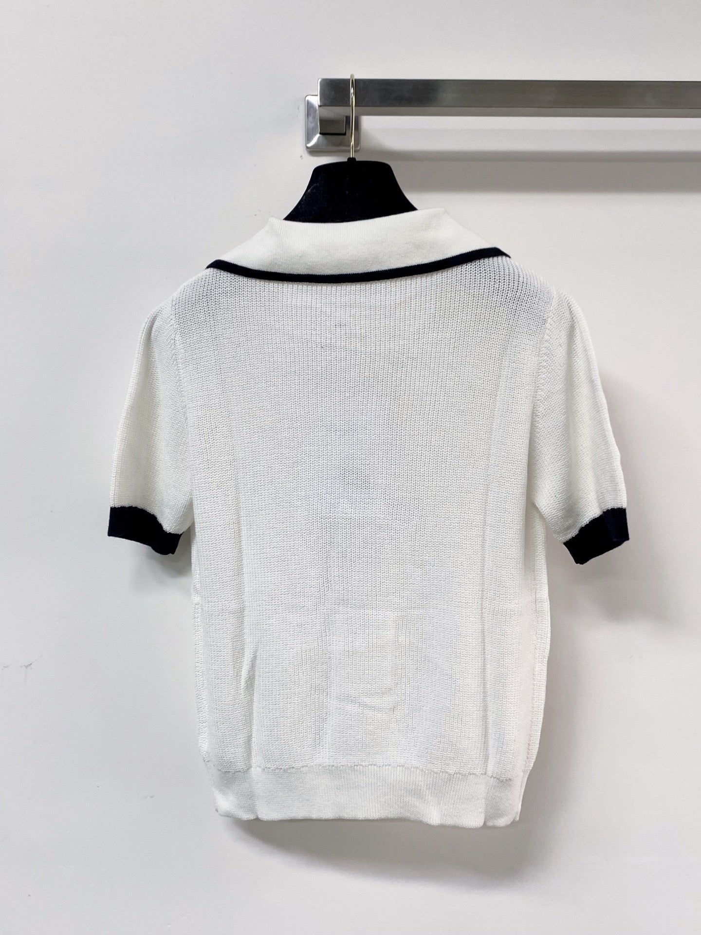 Chanel 2026 V-neck Polo Sweater Top Wool Nylon 207996