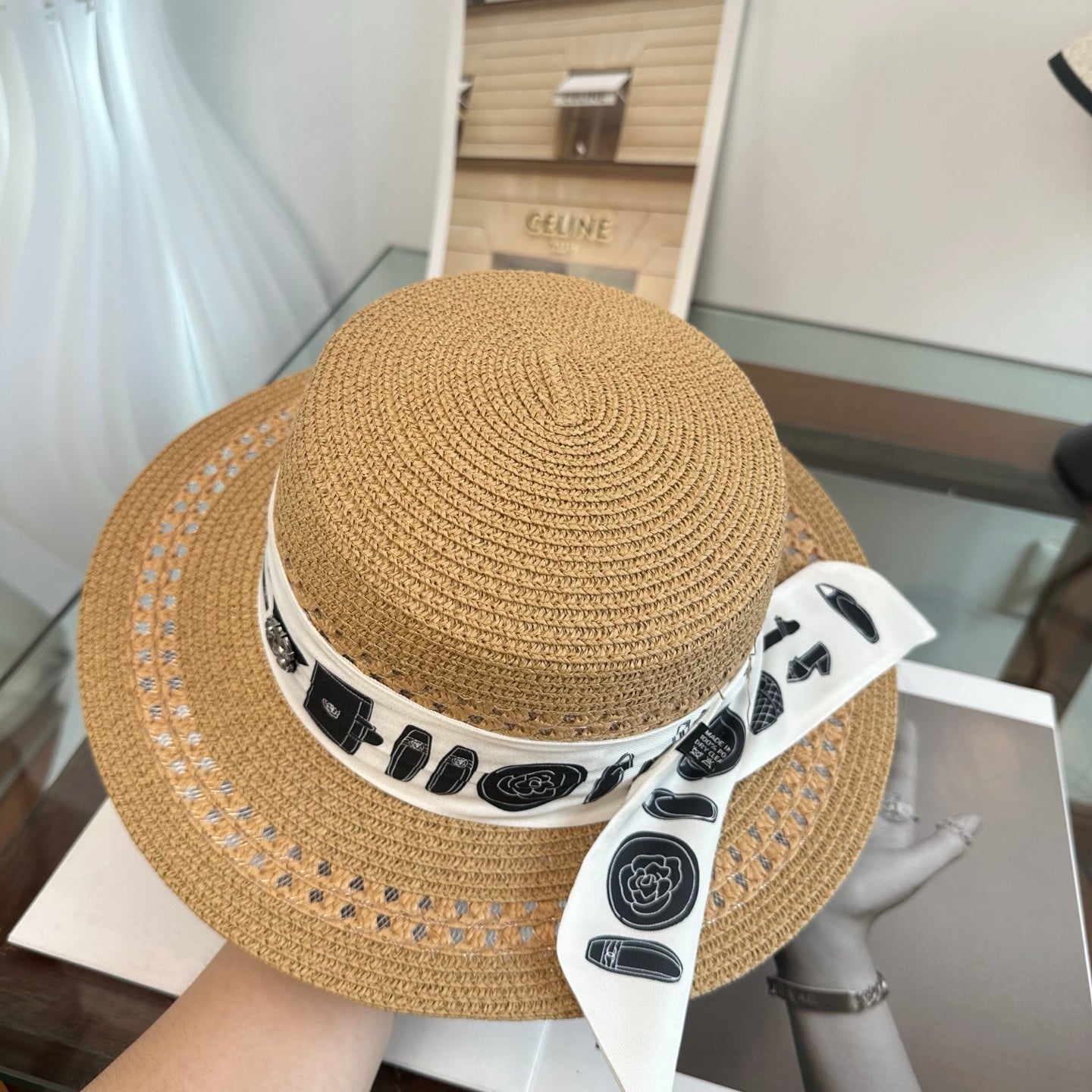 Chanel Flat Top Straw Hat 294945