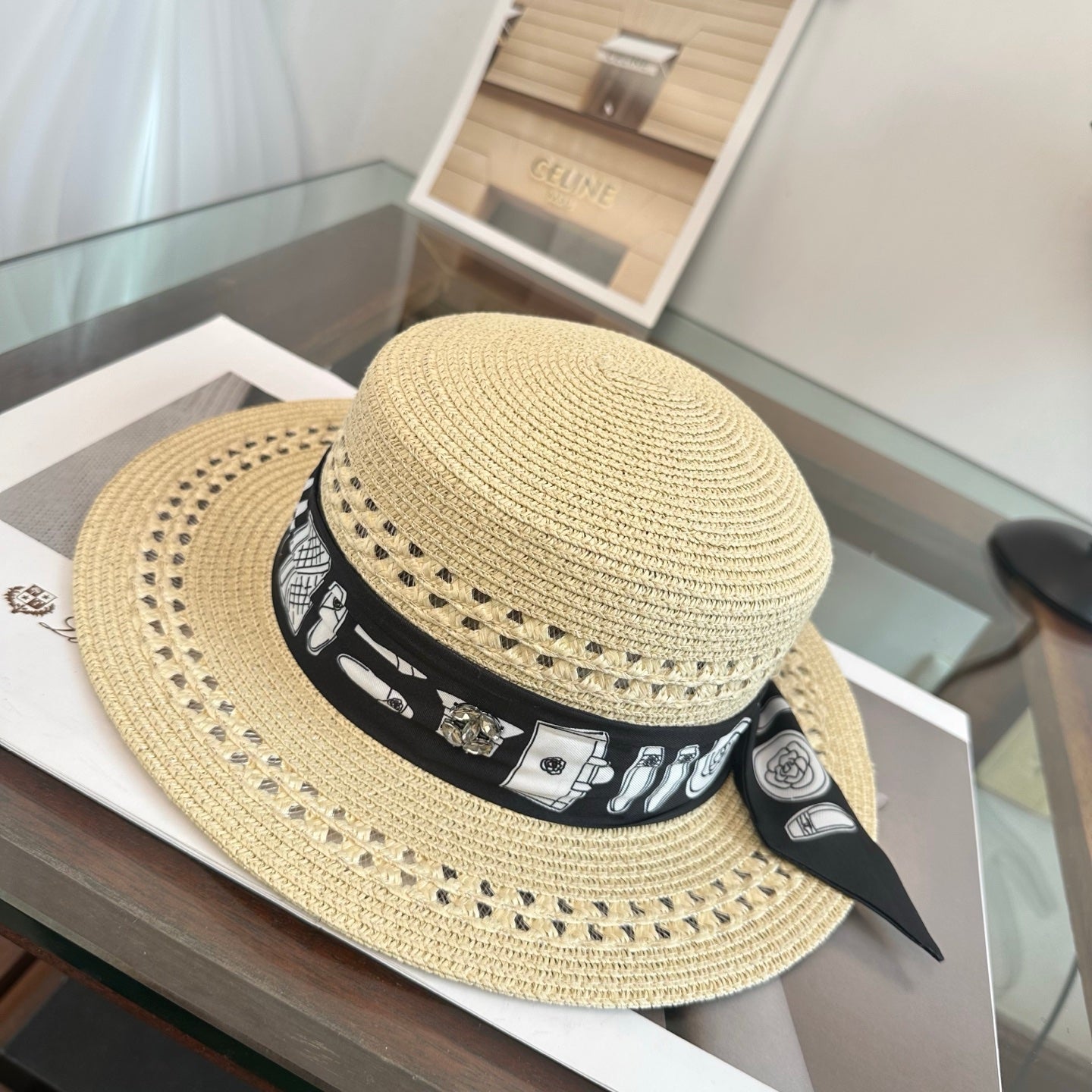 Chanel Flat Top Straw Hat 294945