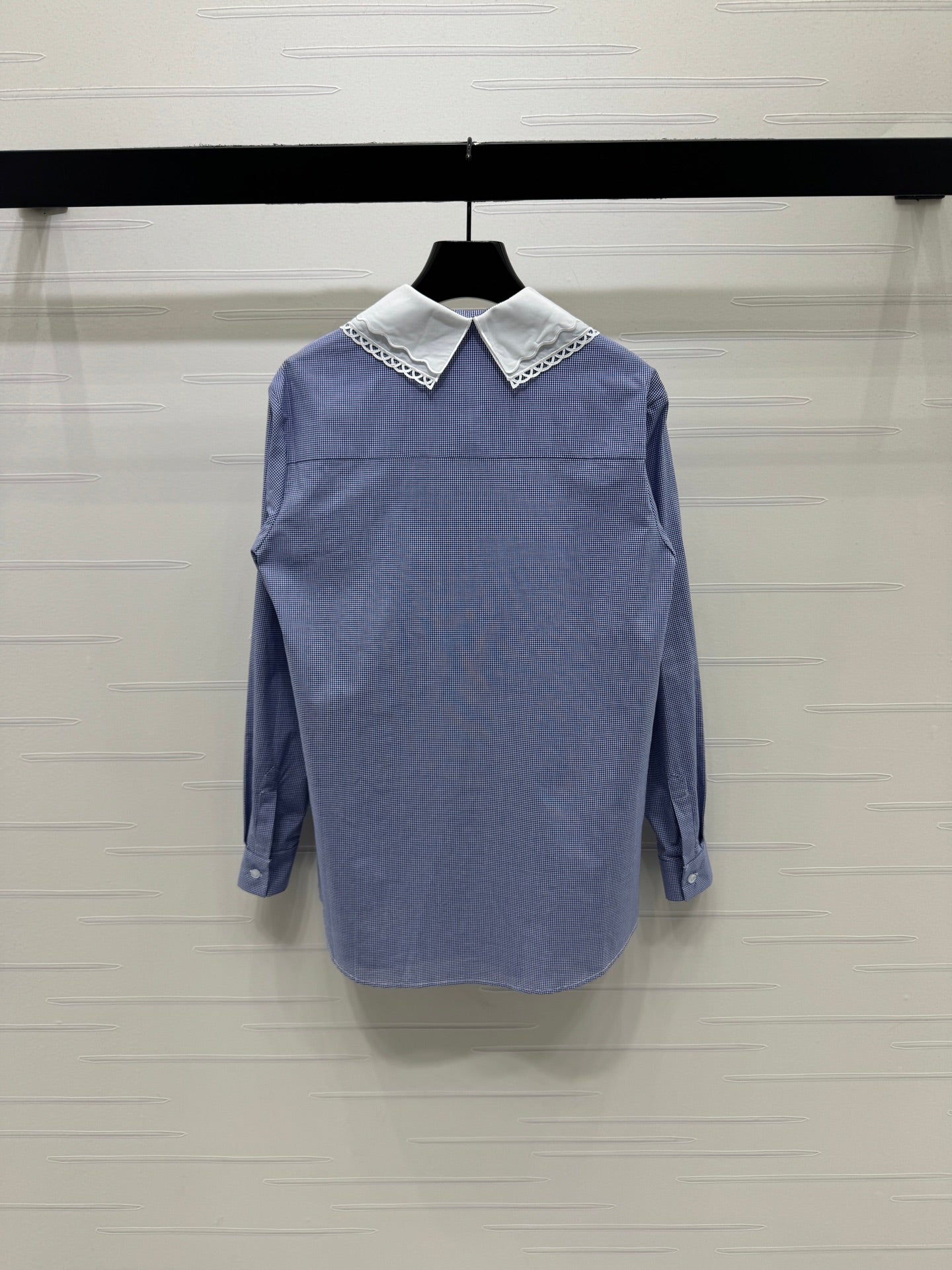 Miumiu 2026 Peter Pan Collar Plaid Shirt Cotton 392639