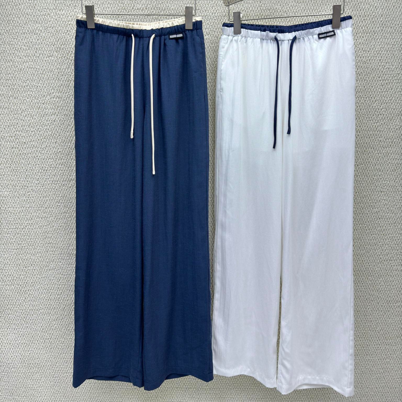 Miumiu 2026 Elastic High-Waisted Straight Wide-Leg Pant Tencel Cotton