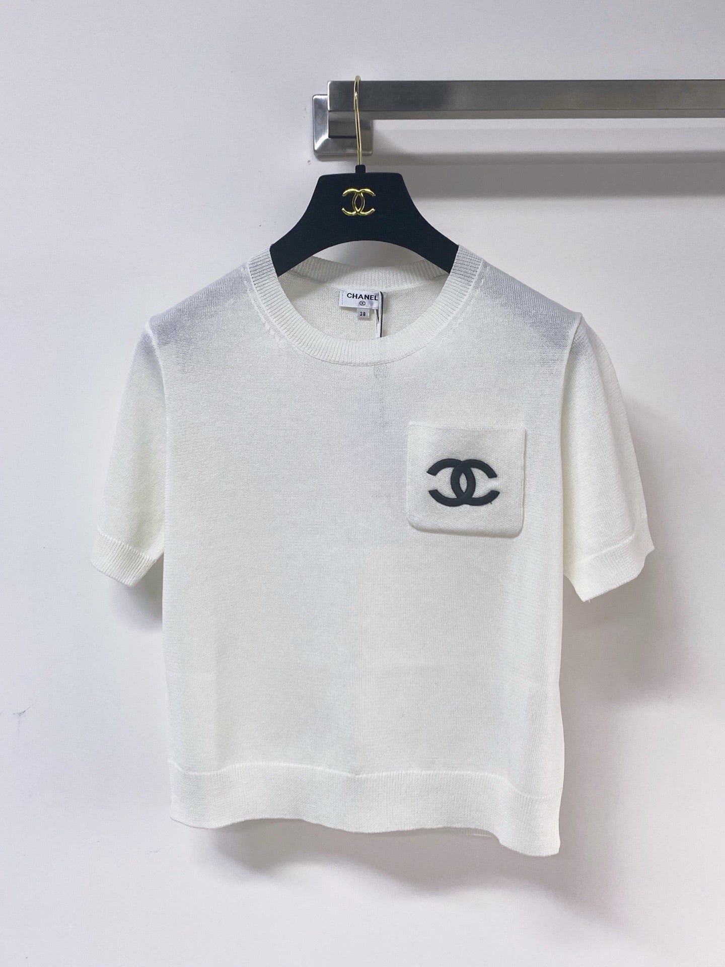 Chanel 2026 Short-sleeved Shirt White Pink Wool 268485