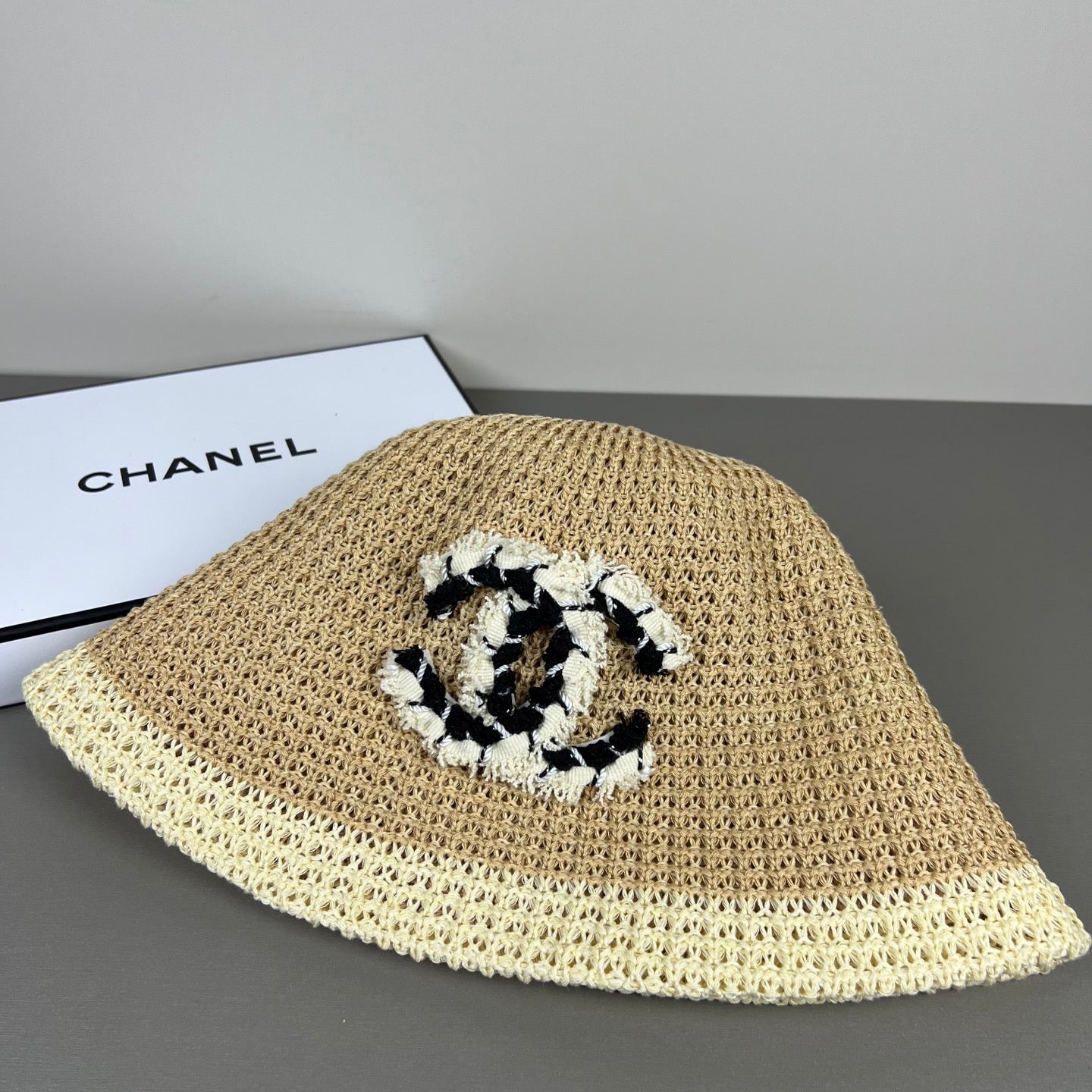 Chanel Knitted Lace Bucket Hat Wool 237353