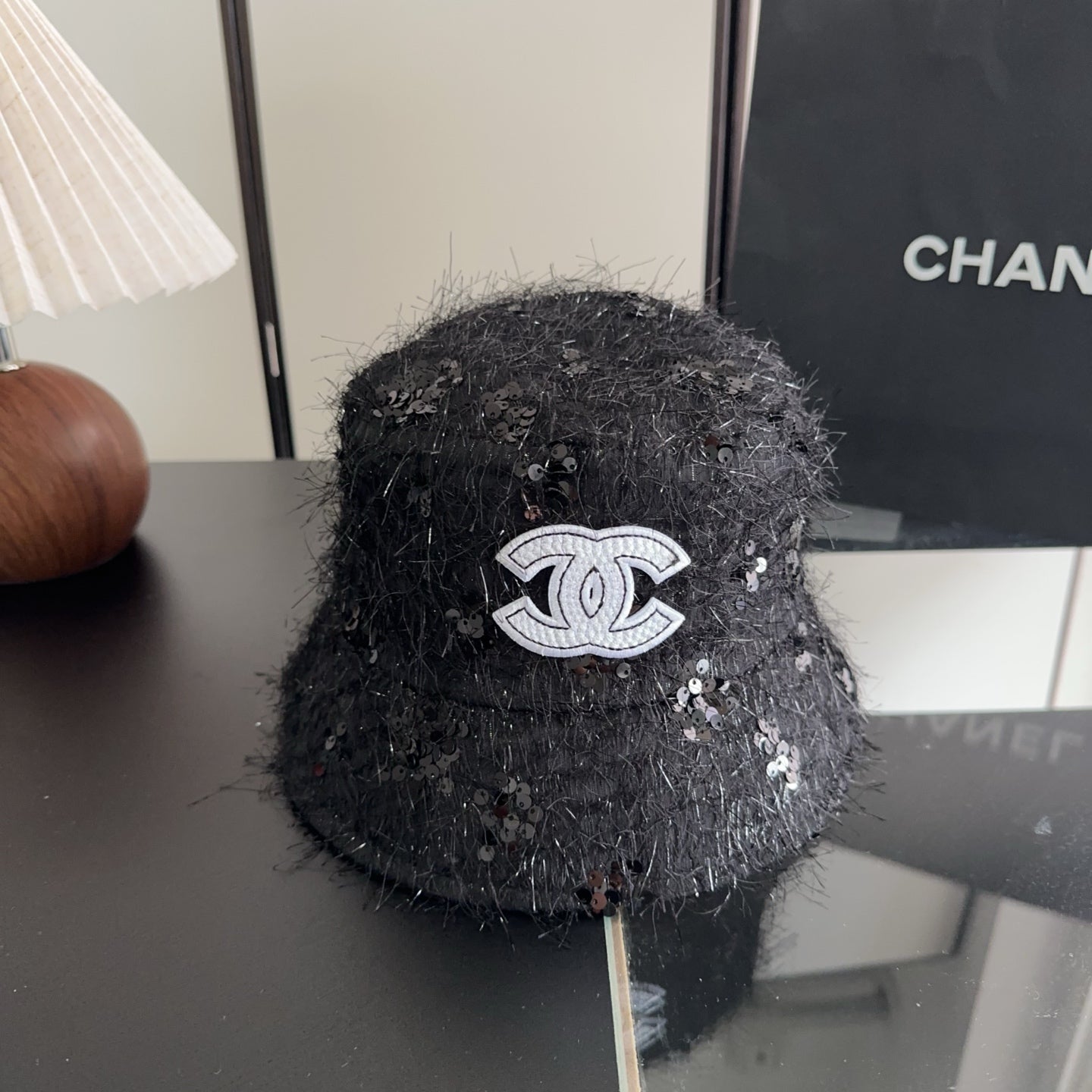 Chanel Faux Fur Bucket Hat Cotton 236965