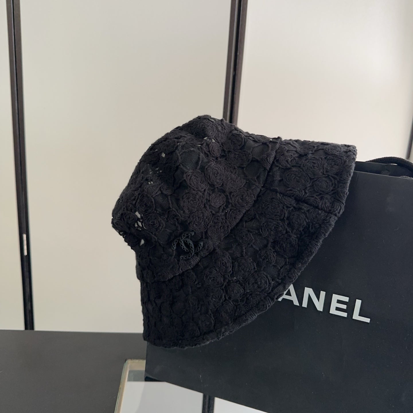 Chanel Flower Lace Bucket Hat Cotton 236967