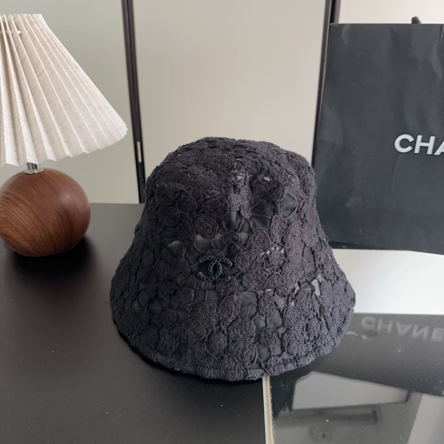 Chanel Flower Lace Bucket Hat Cotton 236967