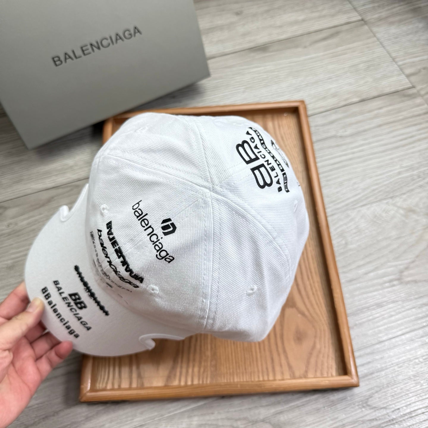 Balenciaga Embroidered Distressed Cotton-twill Baseball Cap 240575
