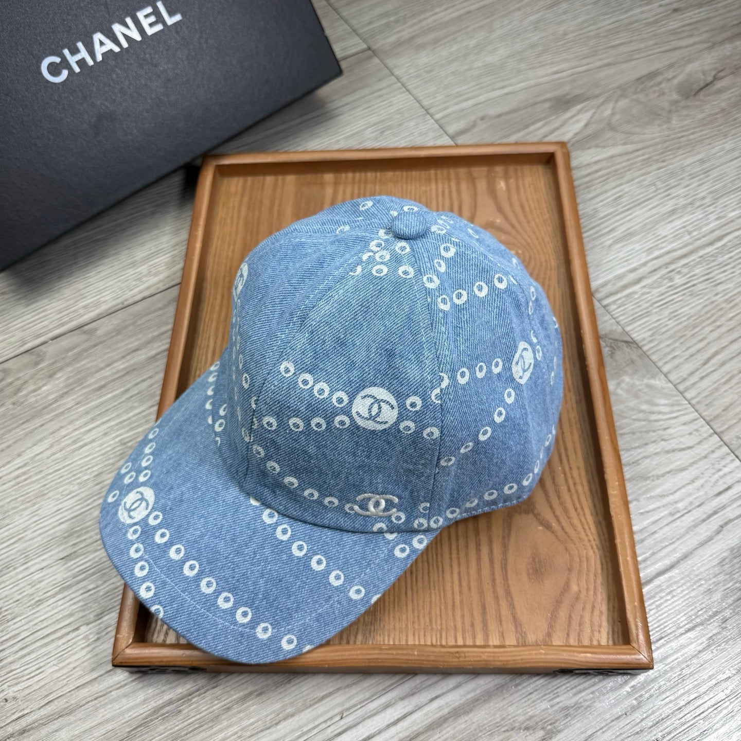 Chanel Chain Pattern Baseball Denim Cap 240591