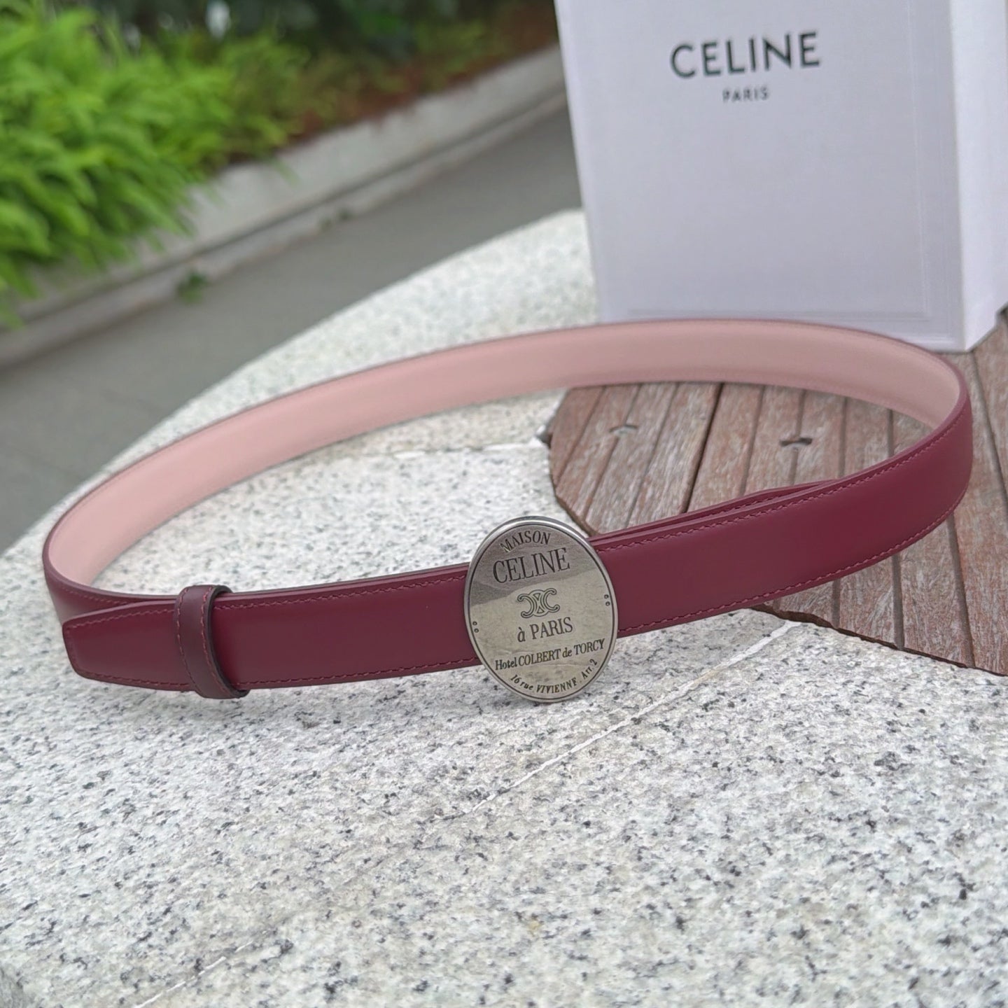 Celine 2026 Double-sided Belt 2.5cm Cowhide Gold Silver Buckle