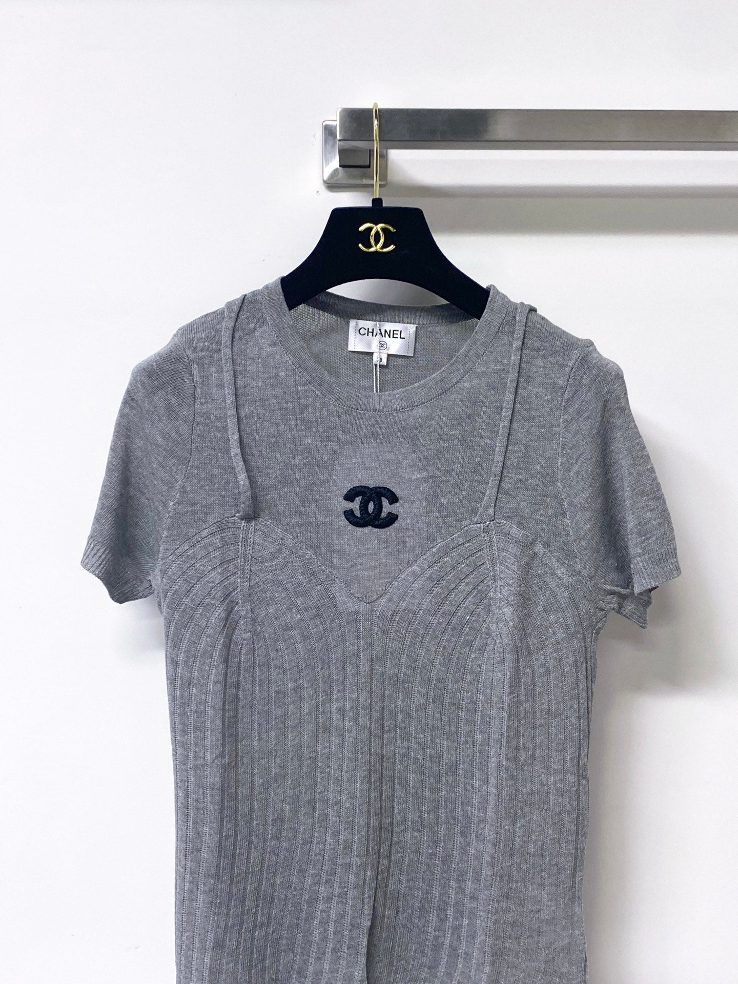 Chanel 2026 Shirt Grey White Tencel Wool 295254
