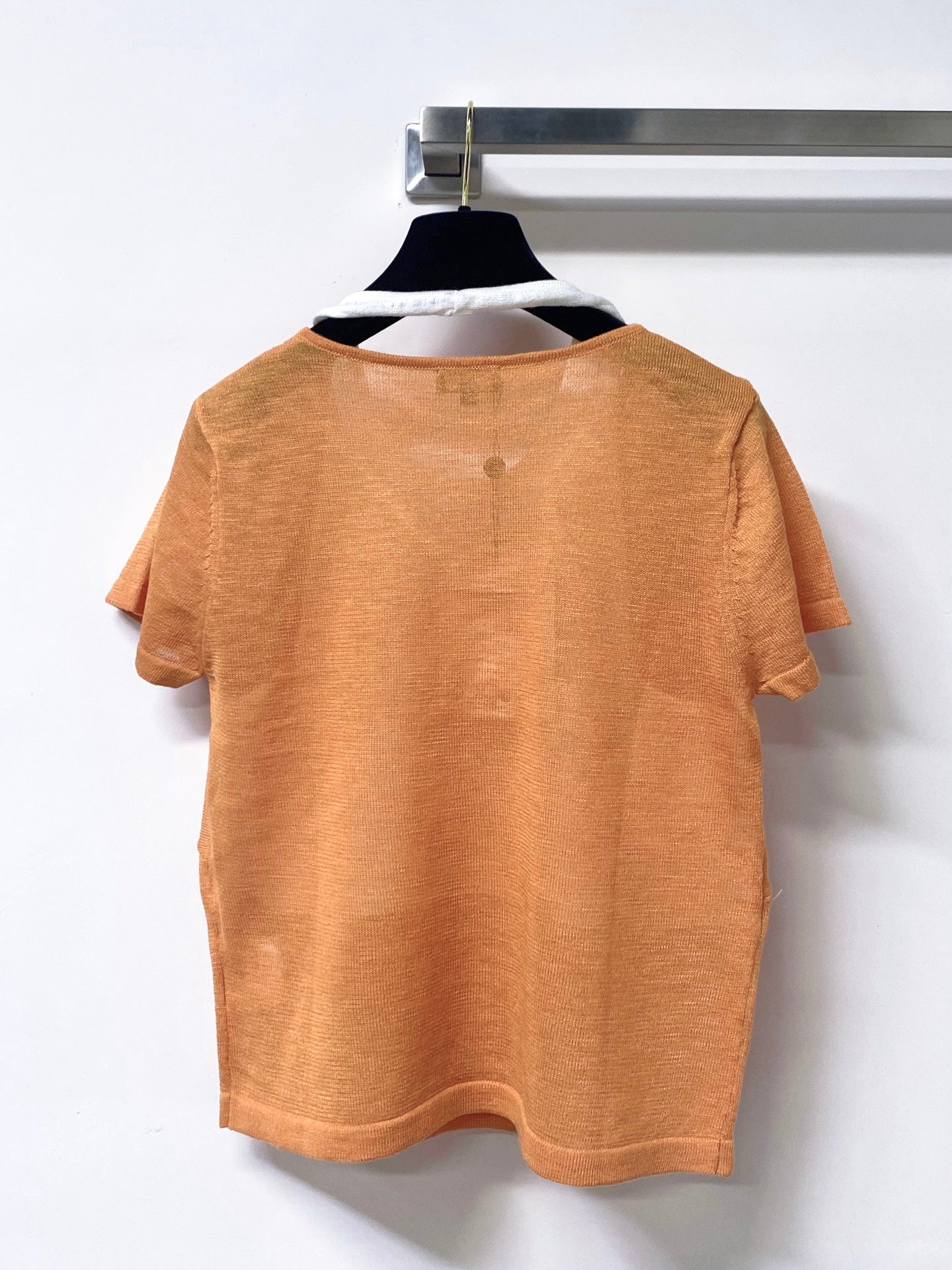Chanel 2026 Short-sleeved Shirt Orange Blue Wool Cashmere 295246