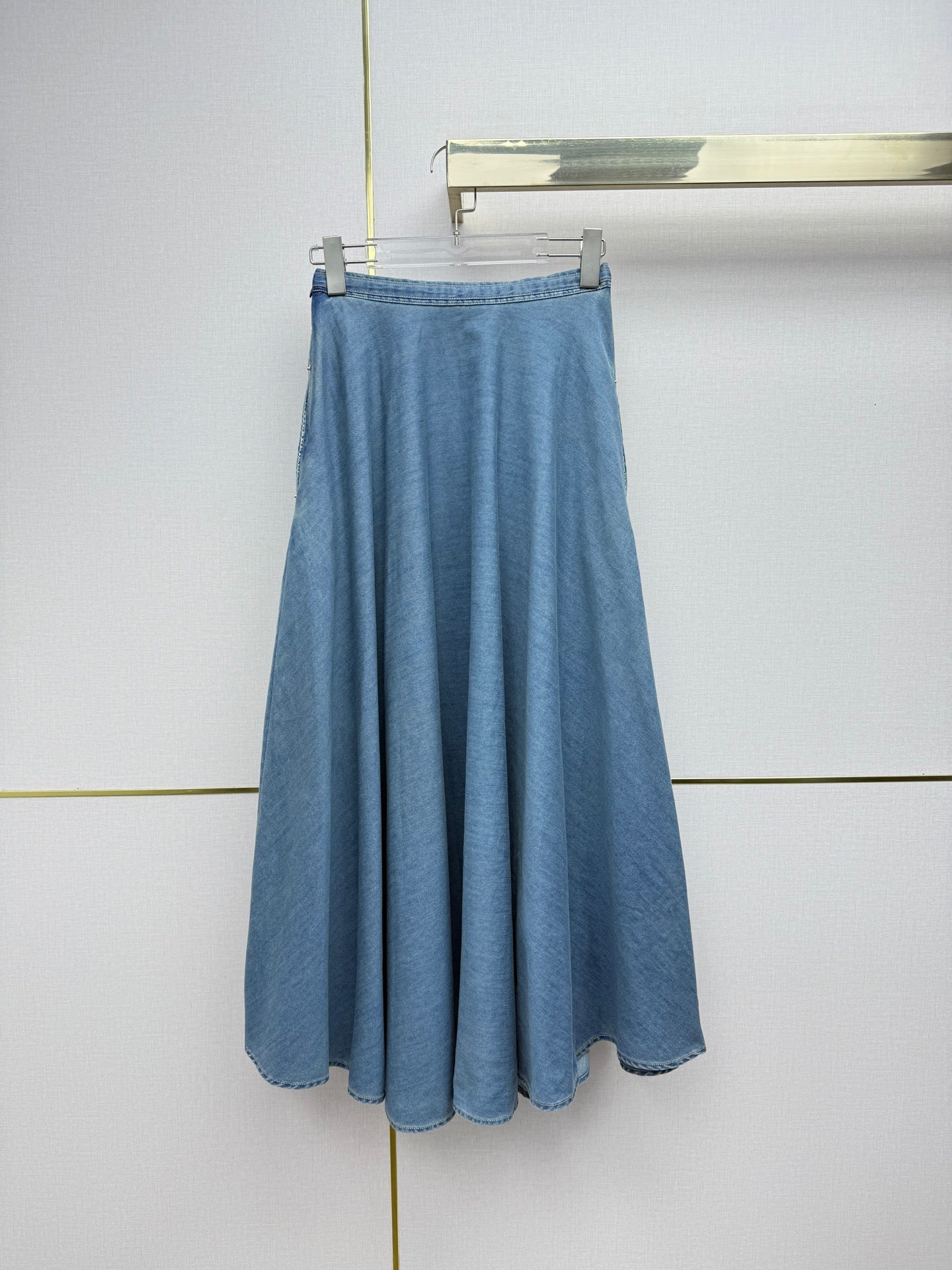 Dior 2026 Denim Midi Skirt With Drawstring Waist Cotton 380460