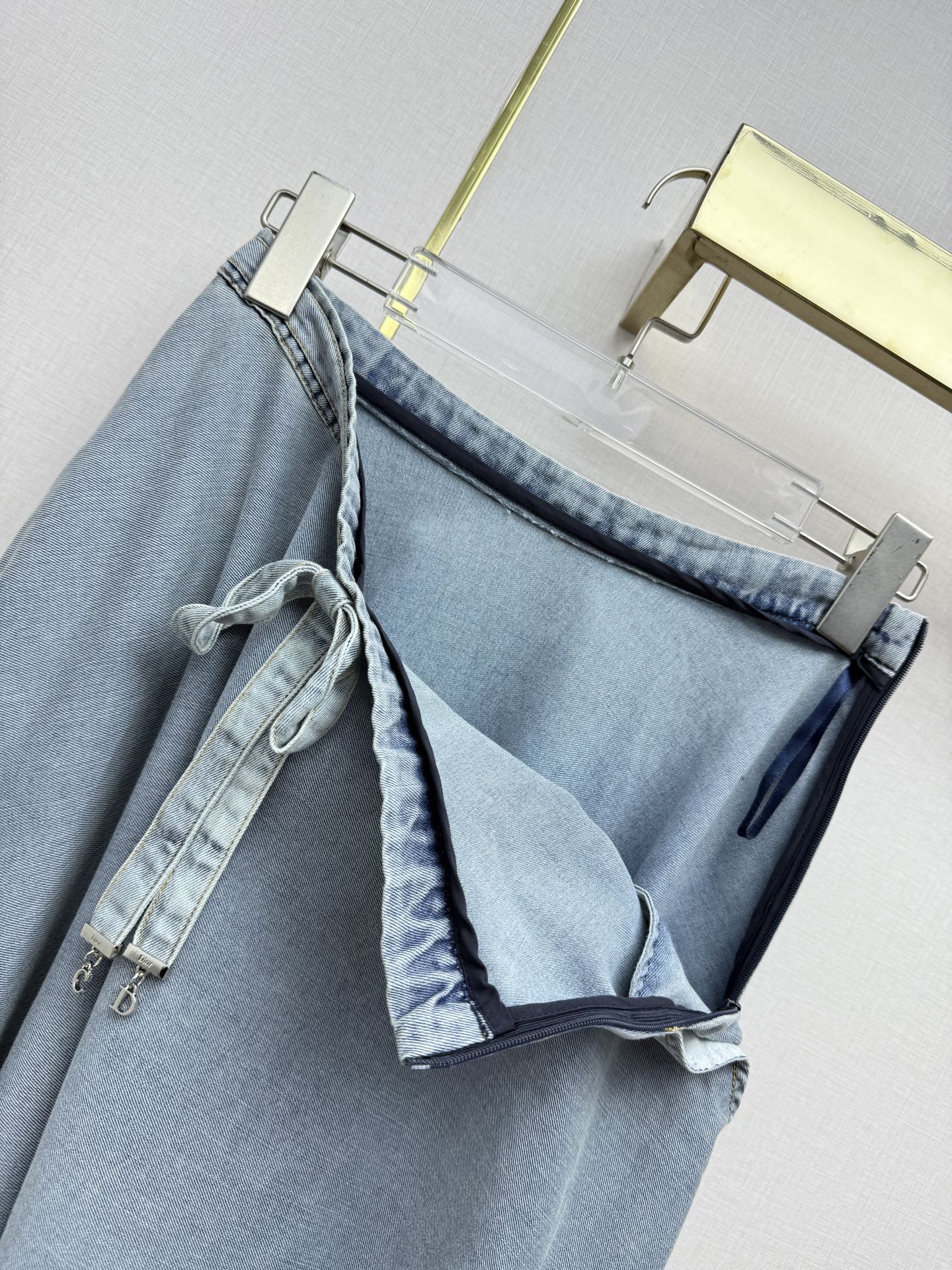 Dior 2026 Denim Midi Skirt With Drawstring Waist Cotton 380460