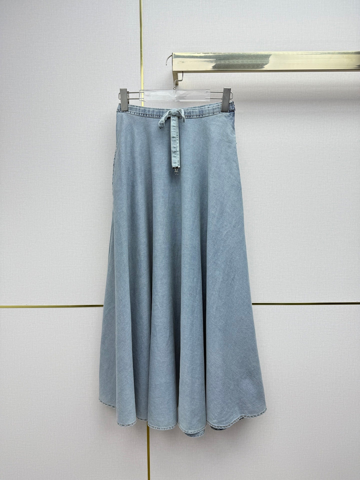 Dior 2026 Denim Midi Skirt With Drawstring Waist Cotton 380460