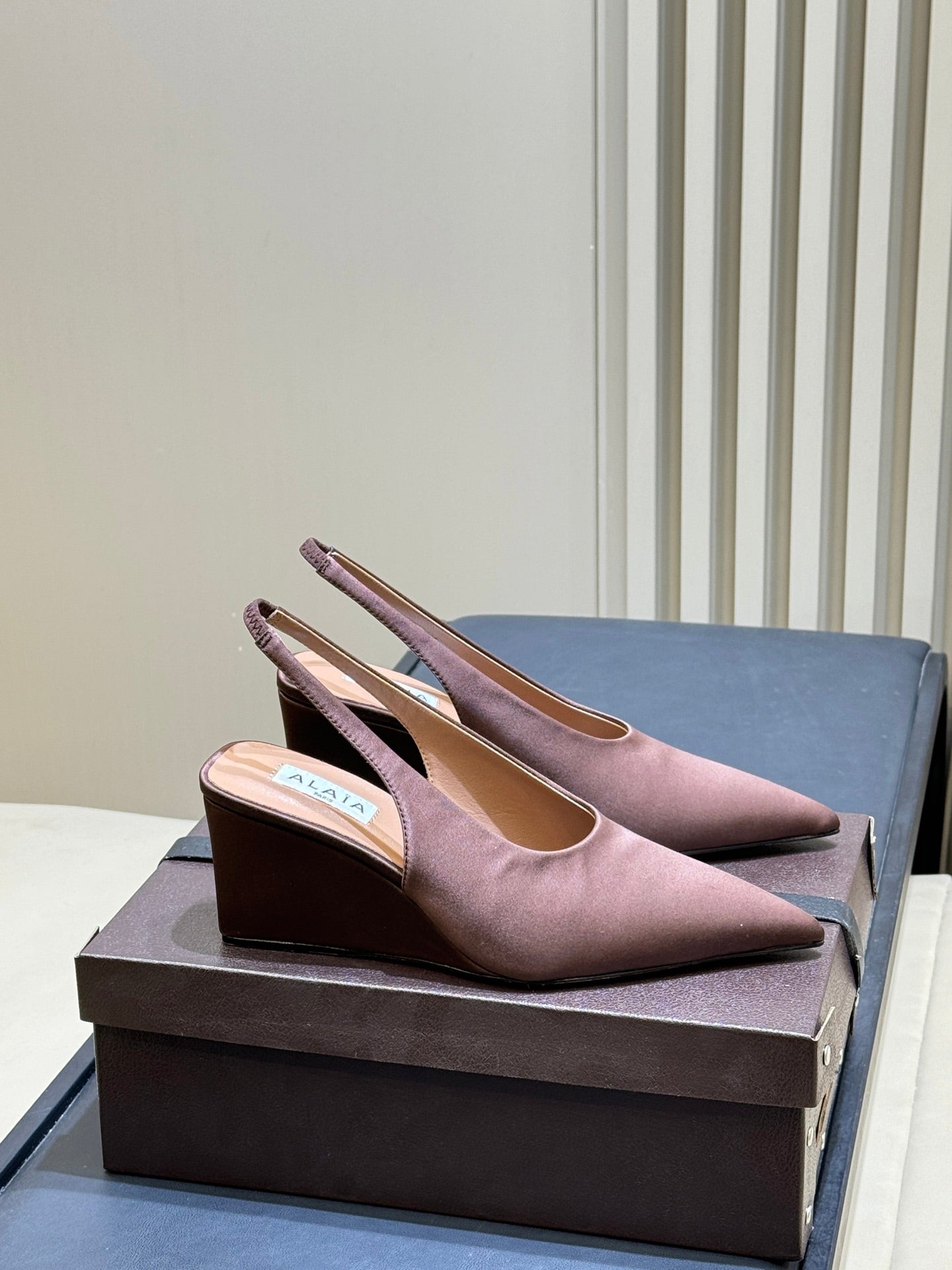 Alaia 2026 Wedge Slingback Mules Velvet Leather 789577