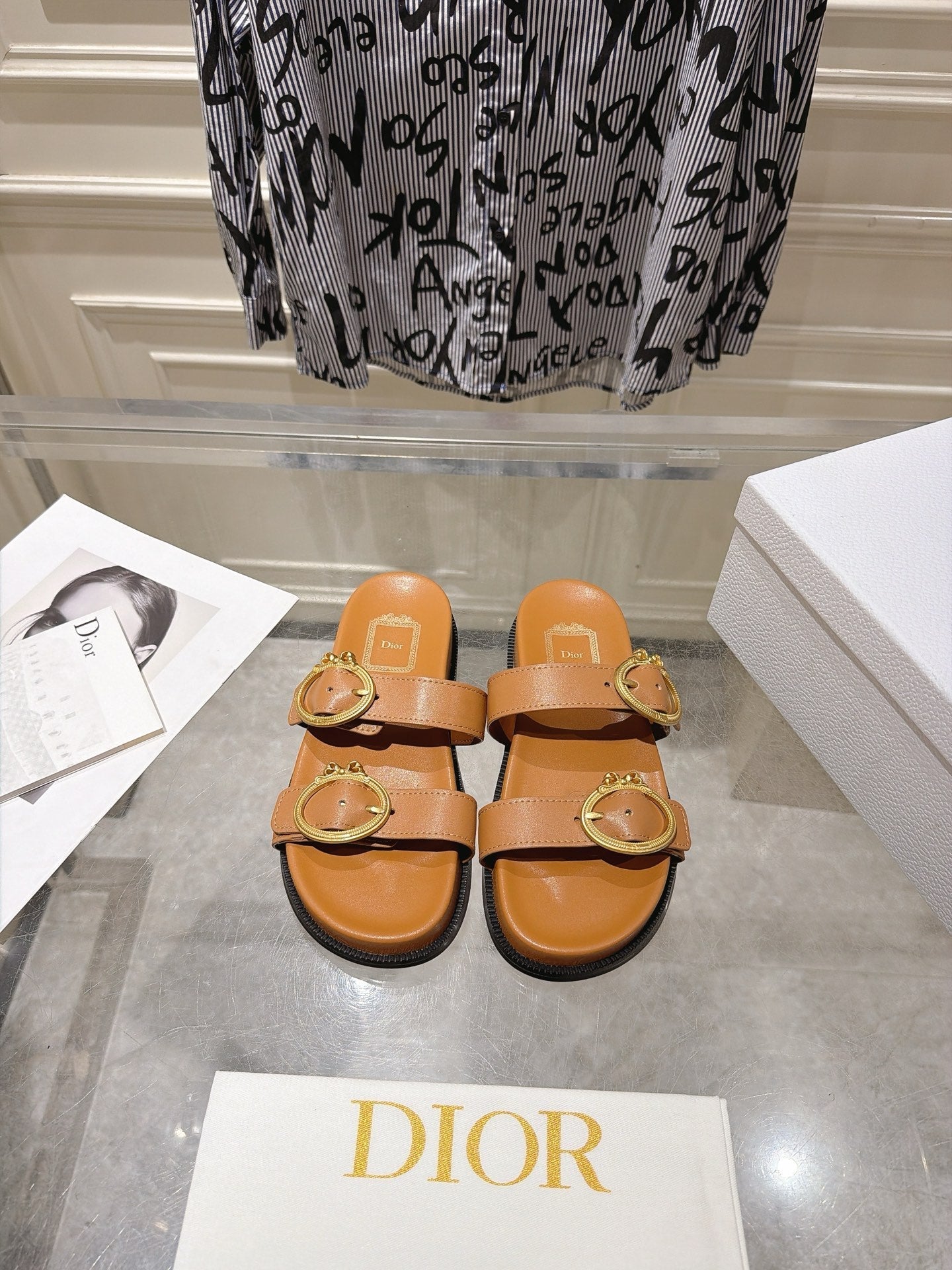 Dior 2026 Medaillon Buckle Slide Sandal Calfskin 919025