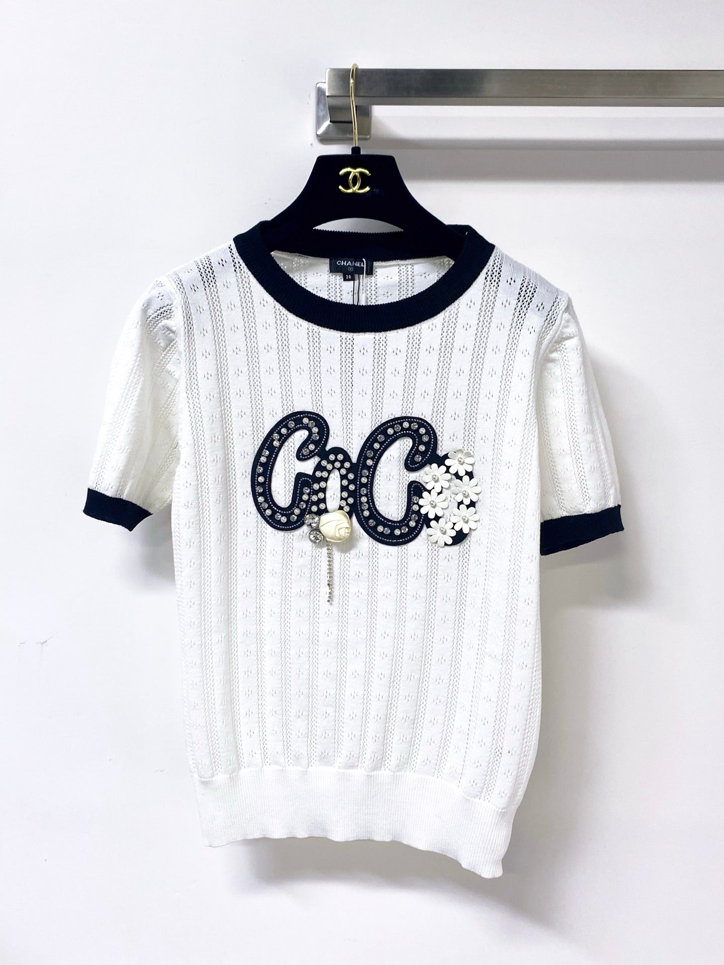 Chanel 2026 Short-Sleeved Shirt Embellished Floral Mercerized Wool 419403