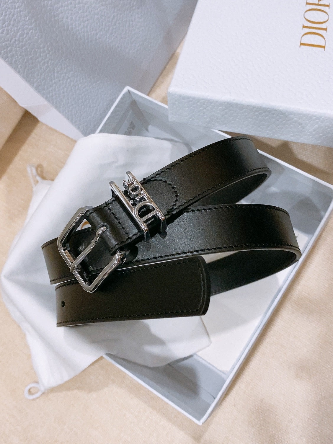 Dior Cannage Belt 25mm Smooth Calfskin 208264