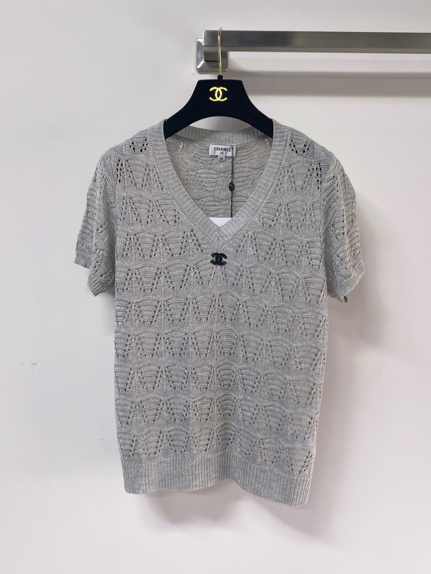 Chanel 2026 V-Neck Short-Sleeved Shirt Laine Wool 463520