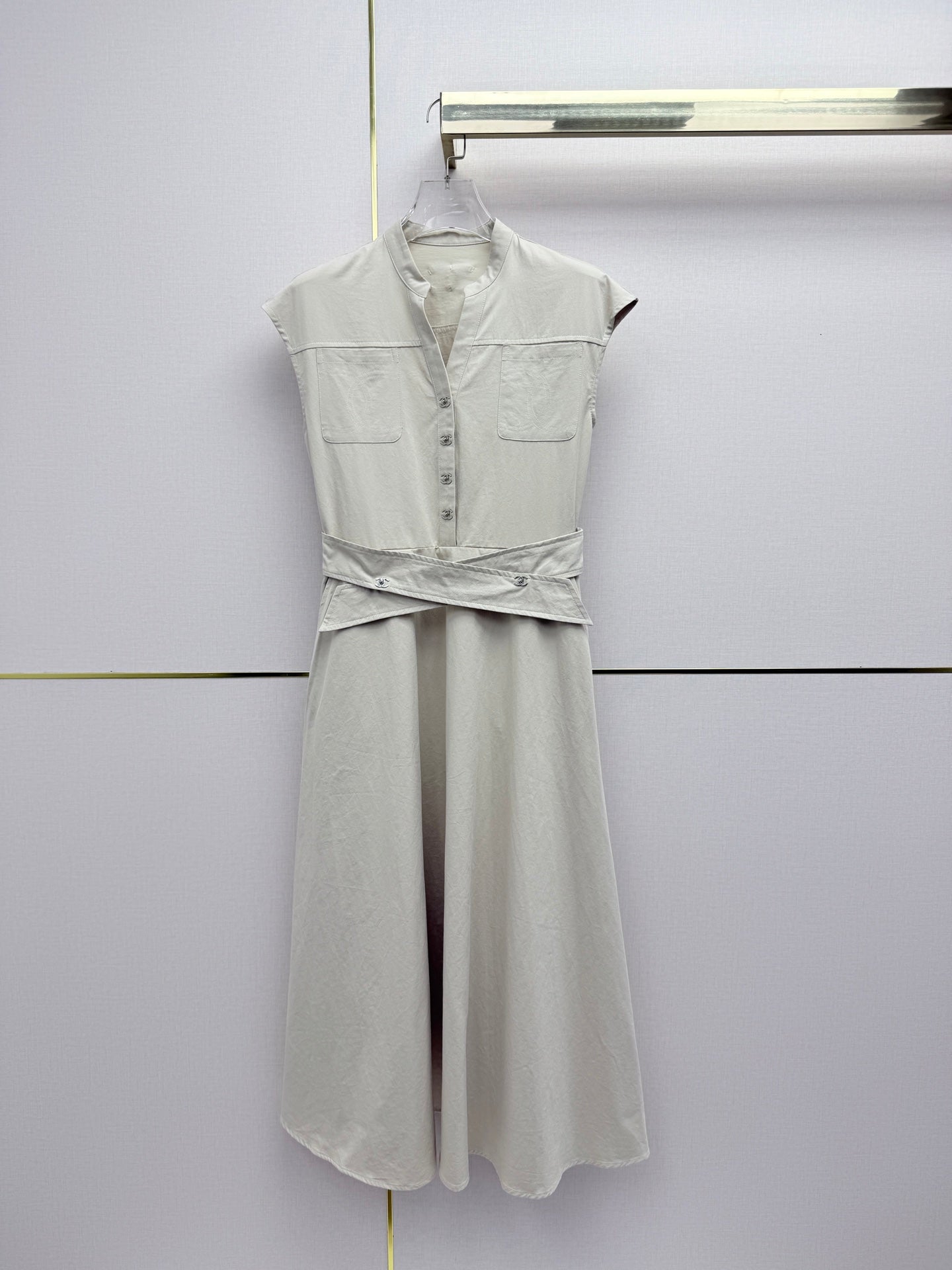 Chanel 2026 Denim V-Neck Dress Cotton 389413