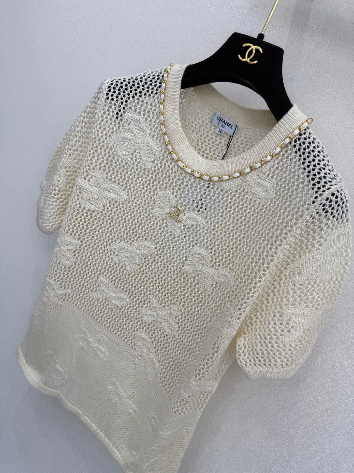 Chanel 2026 Crew Neck Short-sleeved Shirt Cotton 394842