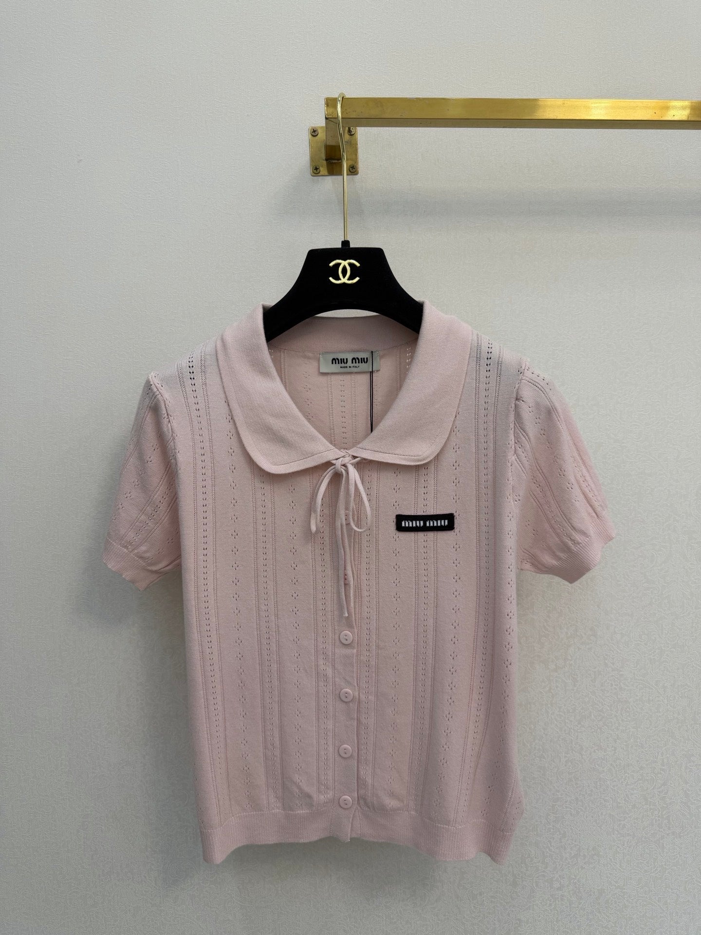 Miumiu 2026 Collared Short-sleeved Cardigan Tencel 394804