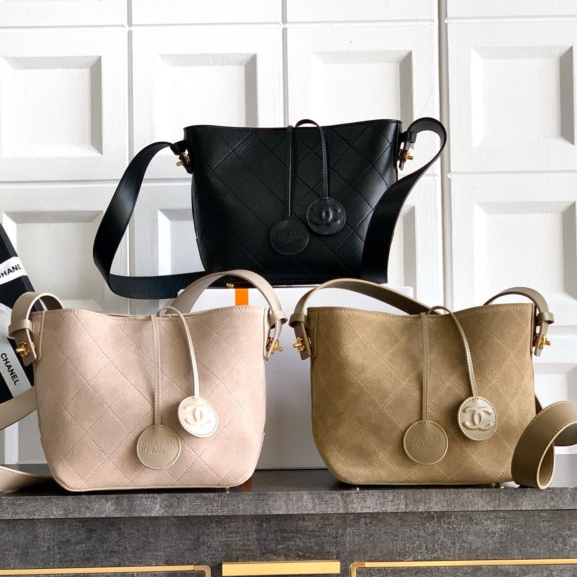 Chane 2026 Bucket Bag 20cm Suede Calfskin