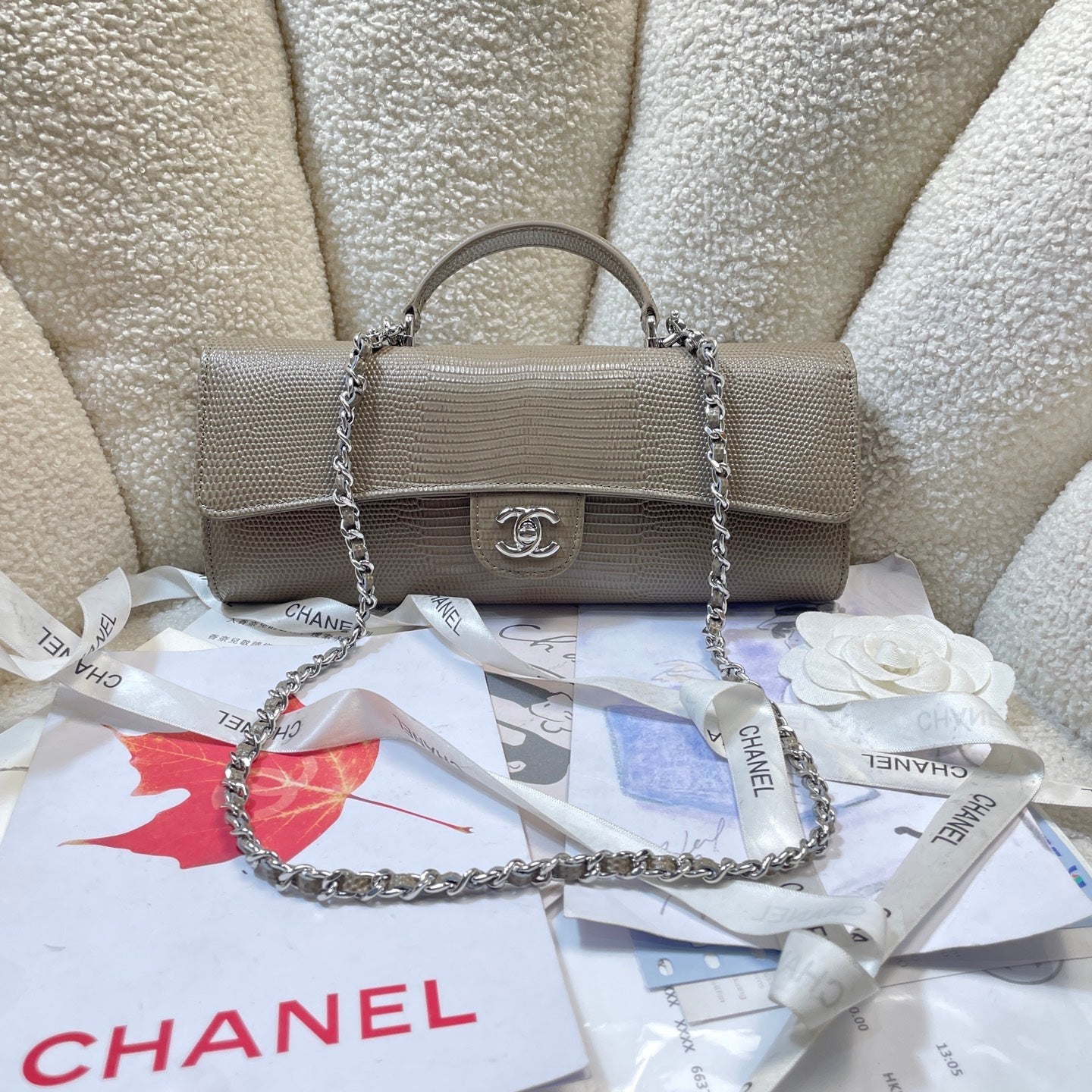 Chanel 2026 Lizard-Embossed Top Handle Bag 25cm Leather