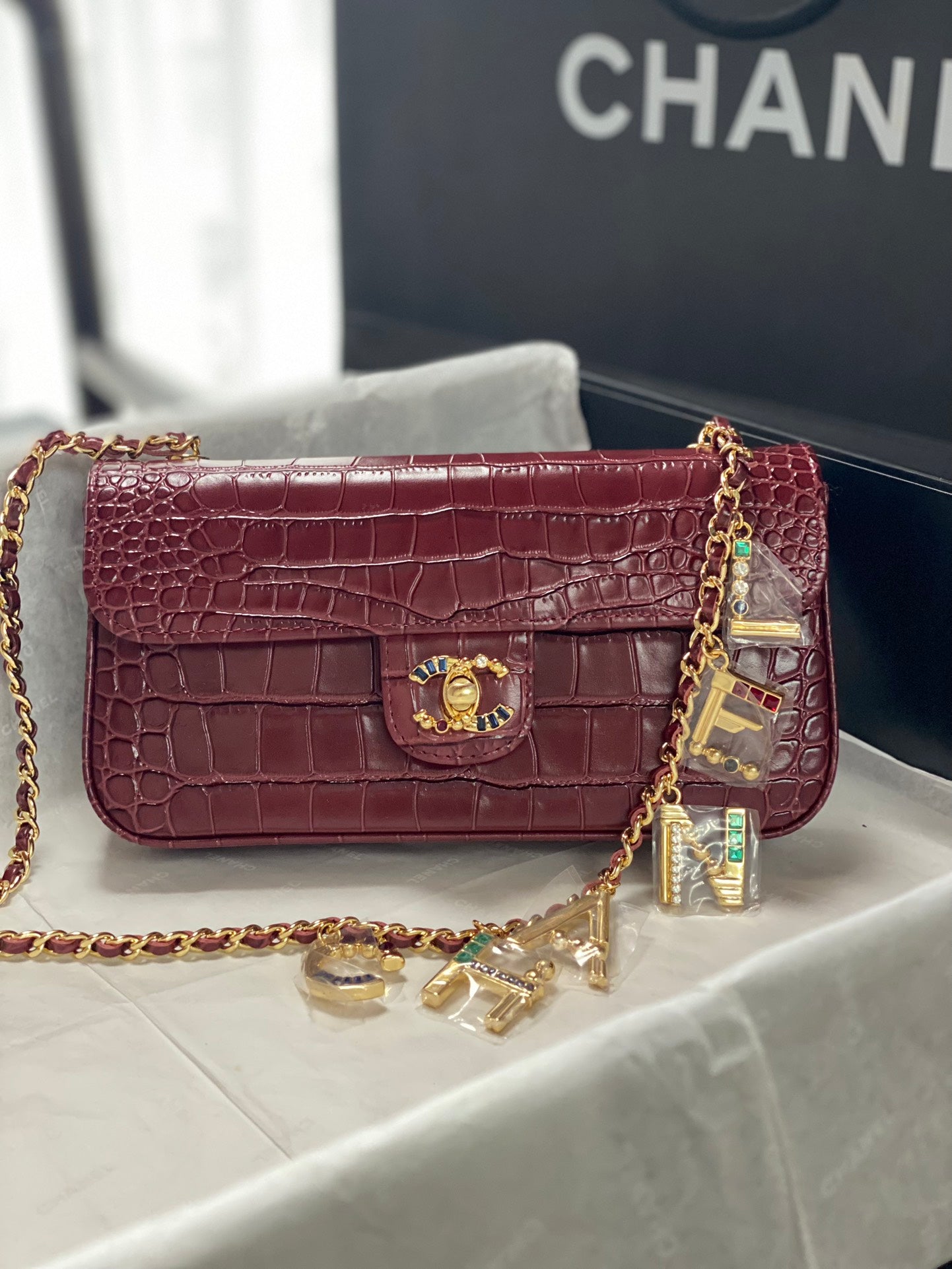 Chane 2026 Gemstone-encrusted Double-C Bag 22cm Calfskin