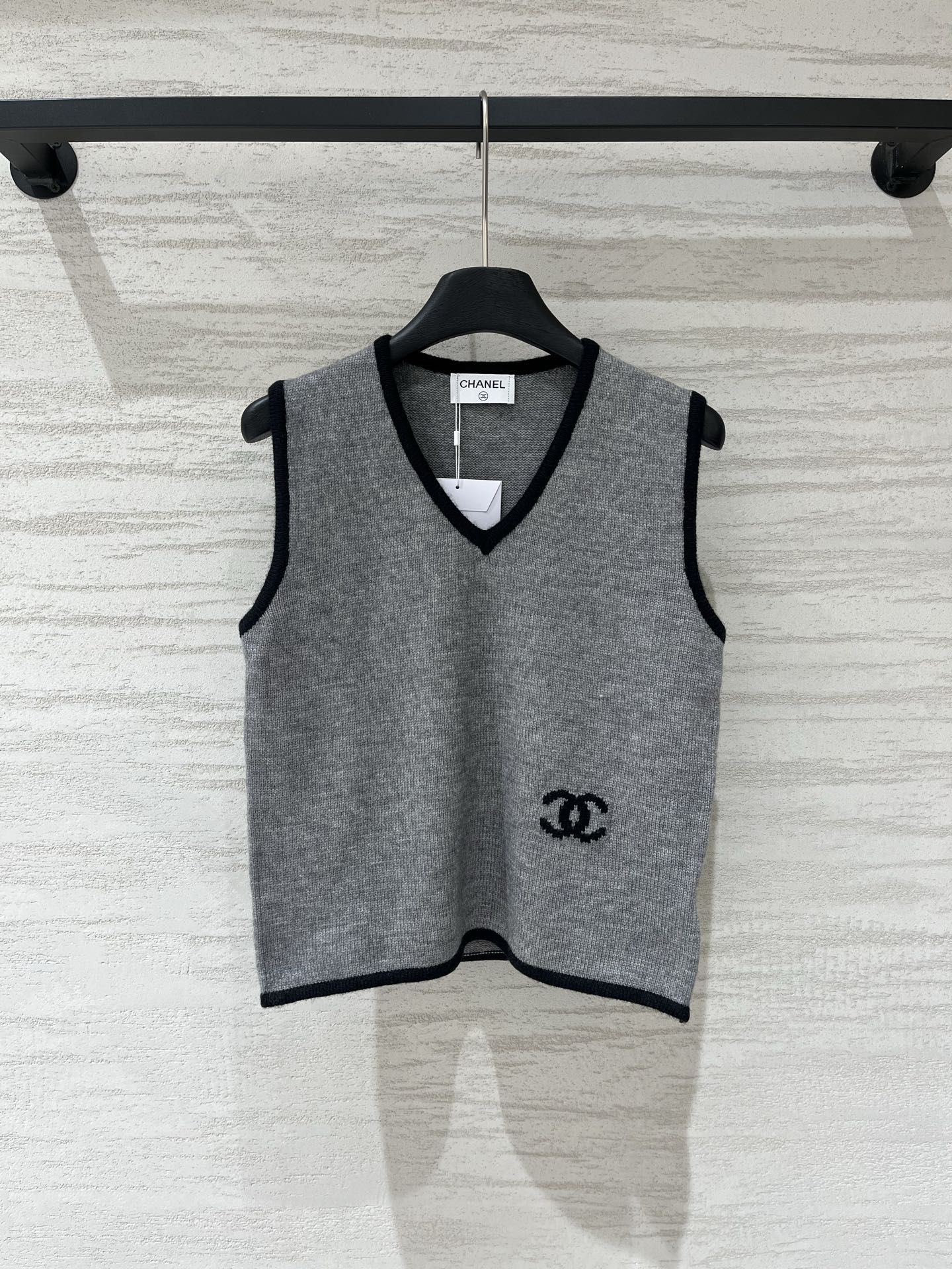 Chanel 2026 V-Neck Vest with Logo Wool 687202